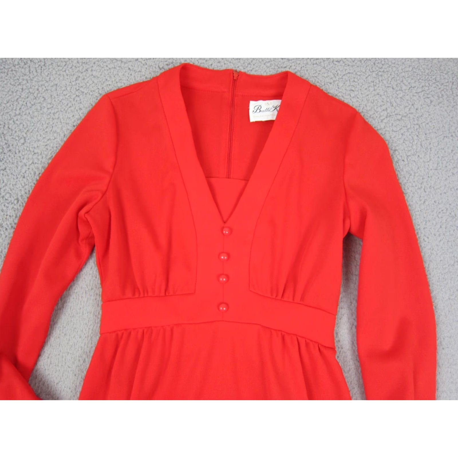 Vintage VINTAGE Butte Knit Mod Dress Womens XS Red A-Line 60s 70s Knit Midi V-Neck 3/4 Sleeve Retro Size XS / US 0-2 / IT 36-38 - 2 Thumbnail