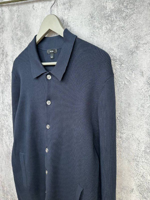 Reiss Reiss Saint Button Jacket Navy Overshirt Ribbed Viscose Size US L / EU 52-54 / 3 - 5 Thumbnail