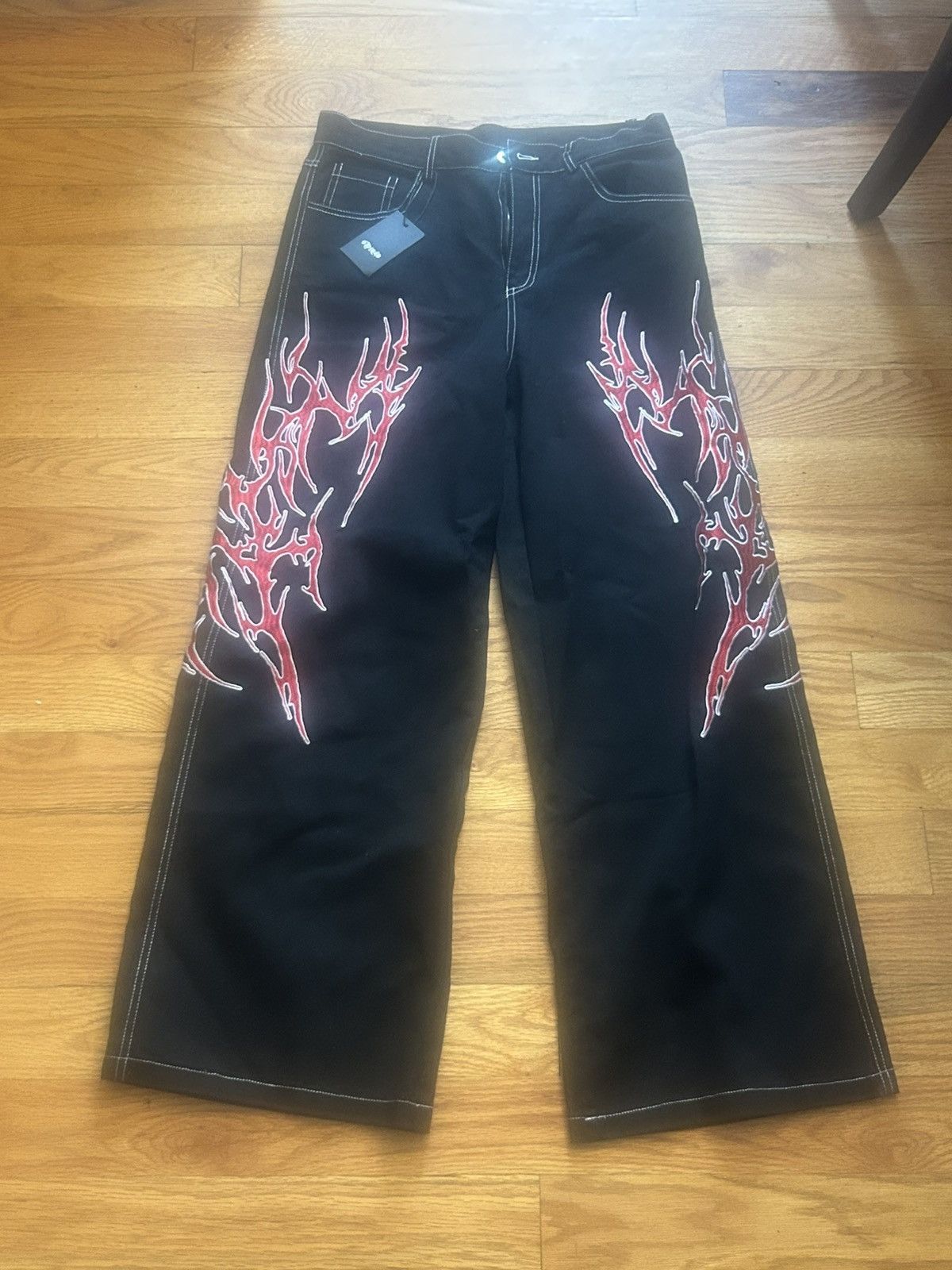 Other Embroidered Totem Wide Leg Jeans Size US 32 / EU 48 - 2 Thumbnail