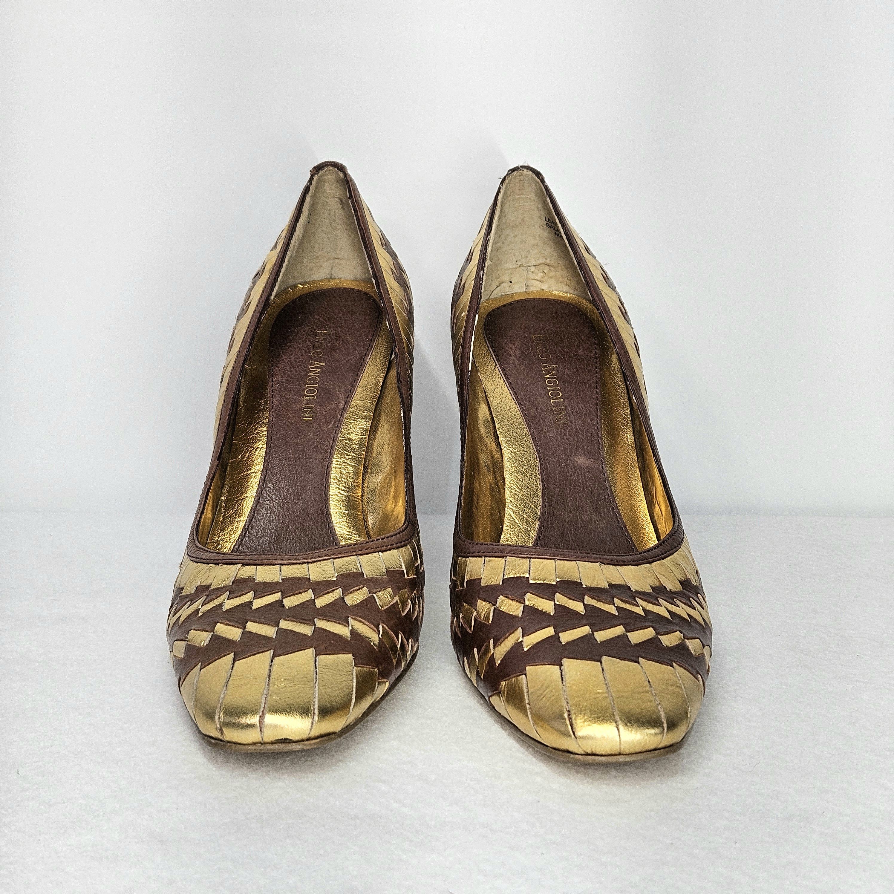 Other Enzo Angiolini Size 10 NEW Pumps Woven Gold Brown Leather Size US 10 / IT 40 - 3 Thumbnail