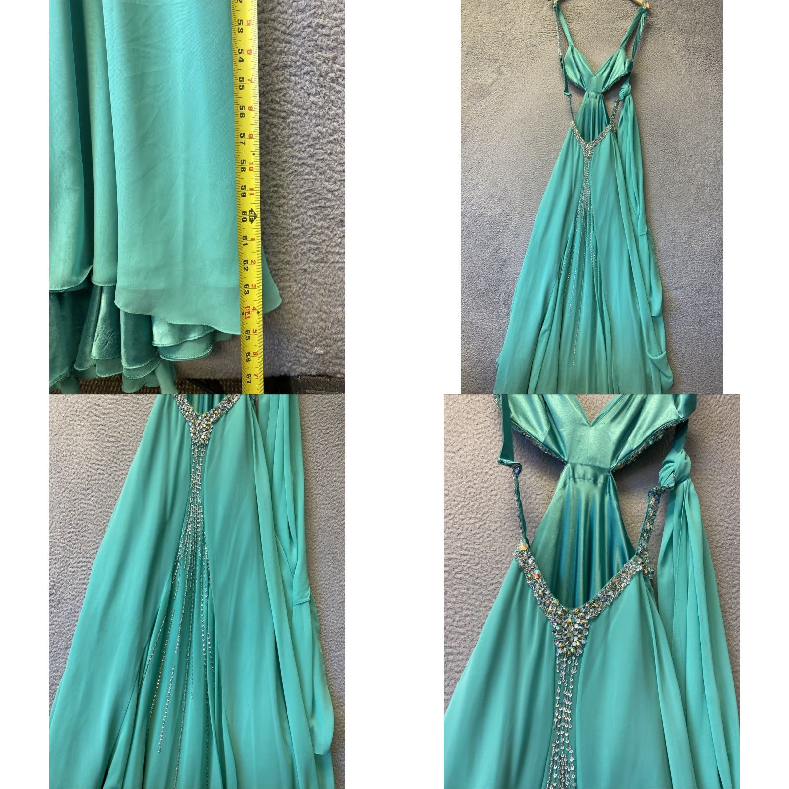 Altea Cinderella Divine Dress Size 4 Teal Green Maxi Sleeveless Fit & Flare Long 65" Wedding Womens Size S / US 4 / IT 40 - 8 Thumbnail