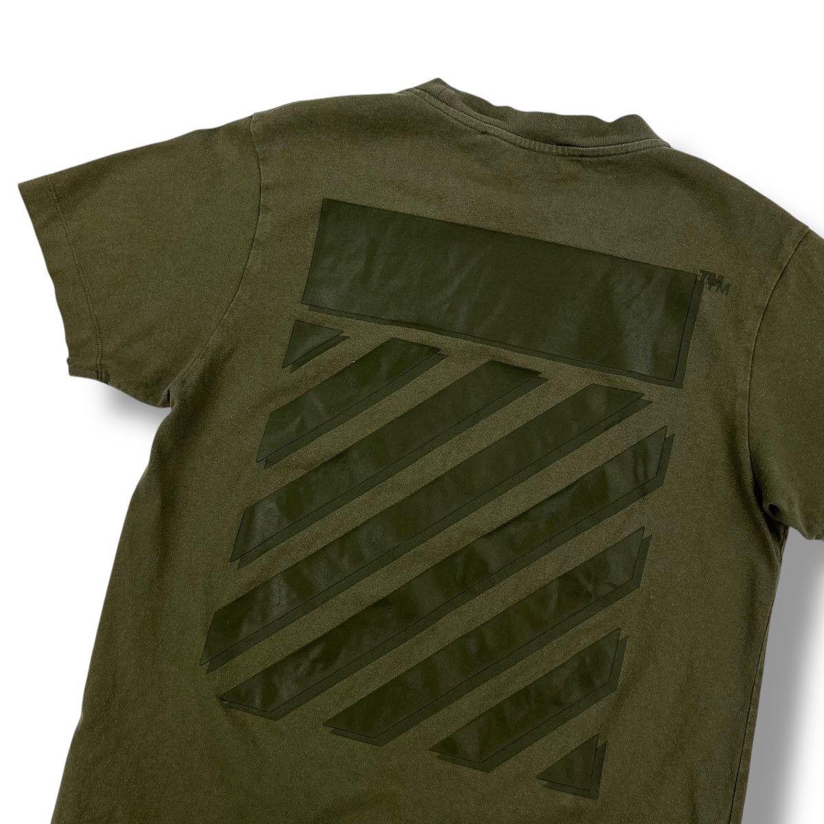 Off-White Off-White Rubber Diagonal Khaki T Shirt Size US S / EU 44-46 / 1 - 1 Thumbnail