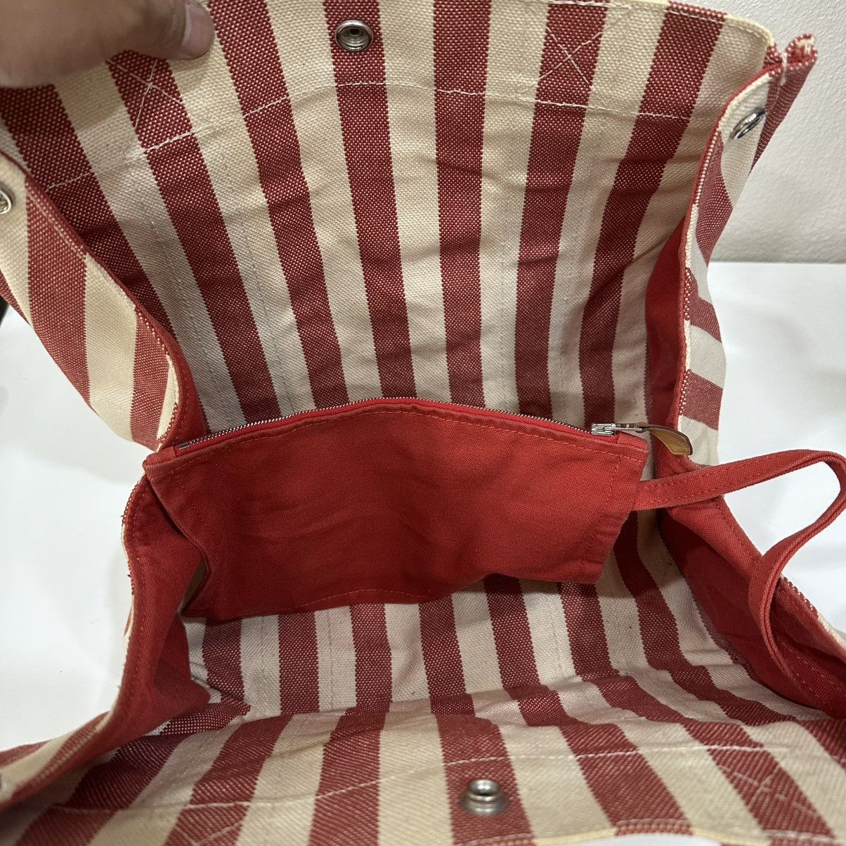 Hermes ‼️LASTDROP‼️ HERMES CANNES PM STRIPED CANVAS TOTE BAG Size ONE SIZE - 8 Thumbnail