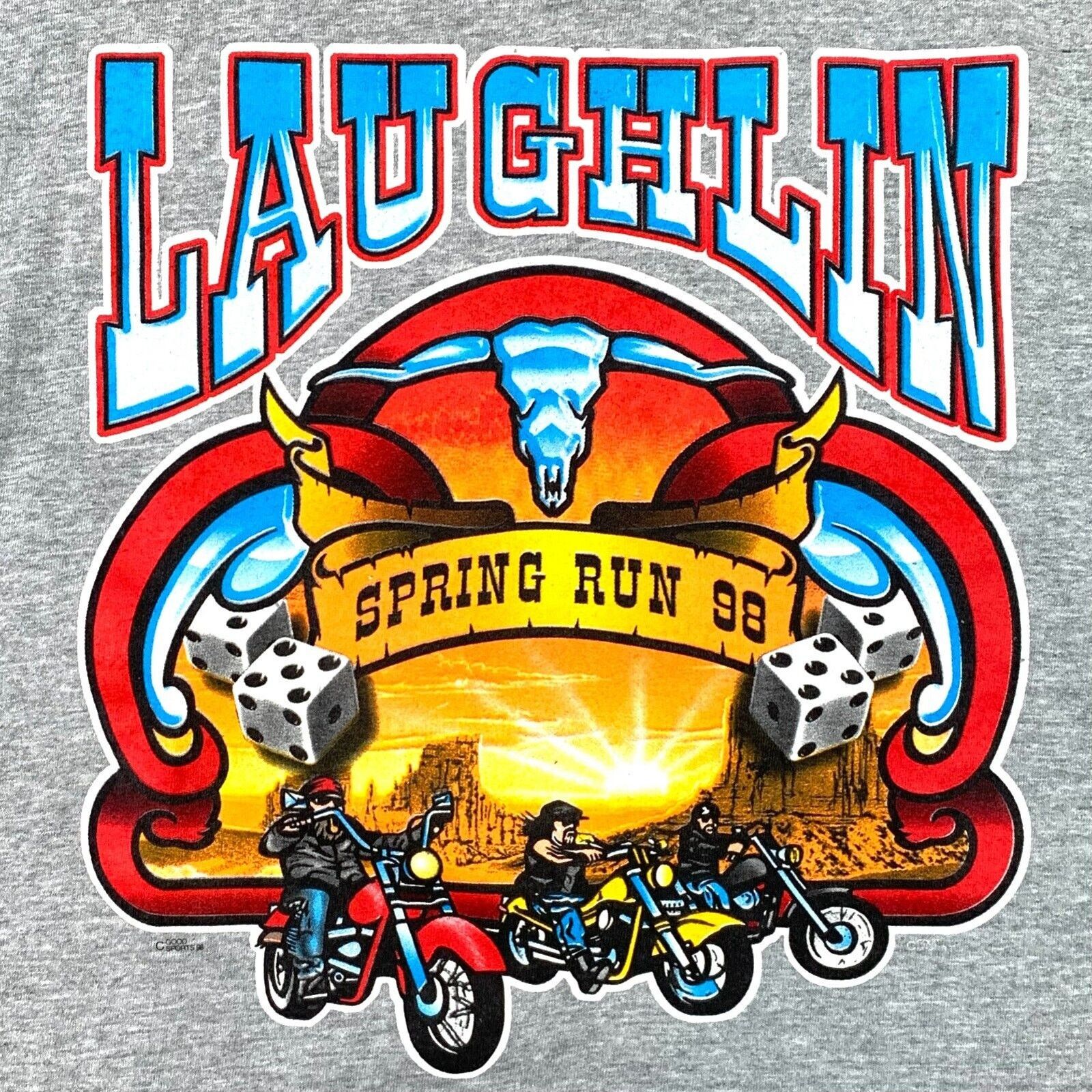 Harley Davidson × Vintage Vintage 1998 Laughlin Spring Run Motorcycle Gray Tee Large Size US L / EU 52-54 / 3 - 2 Thumbnail