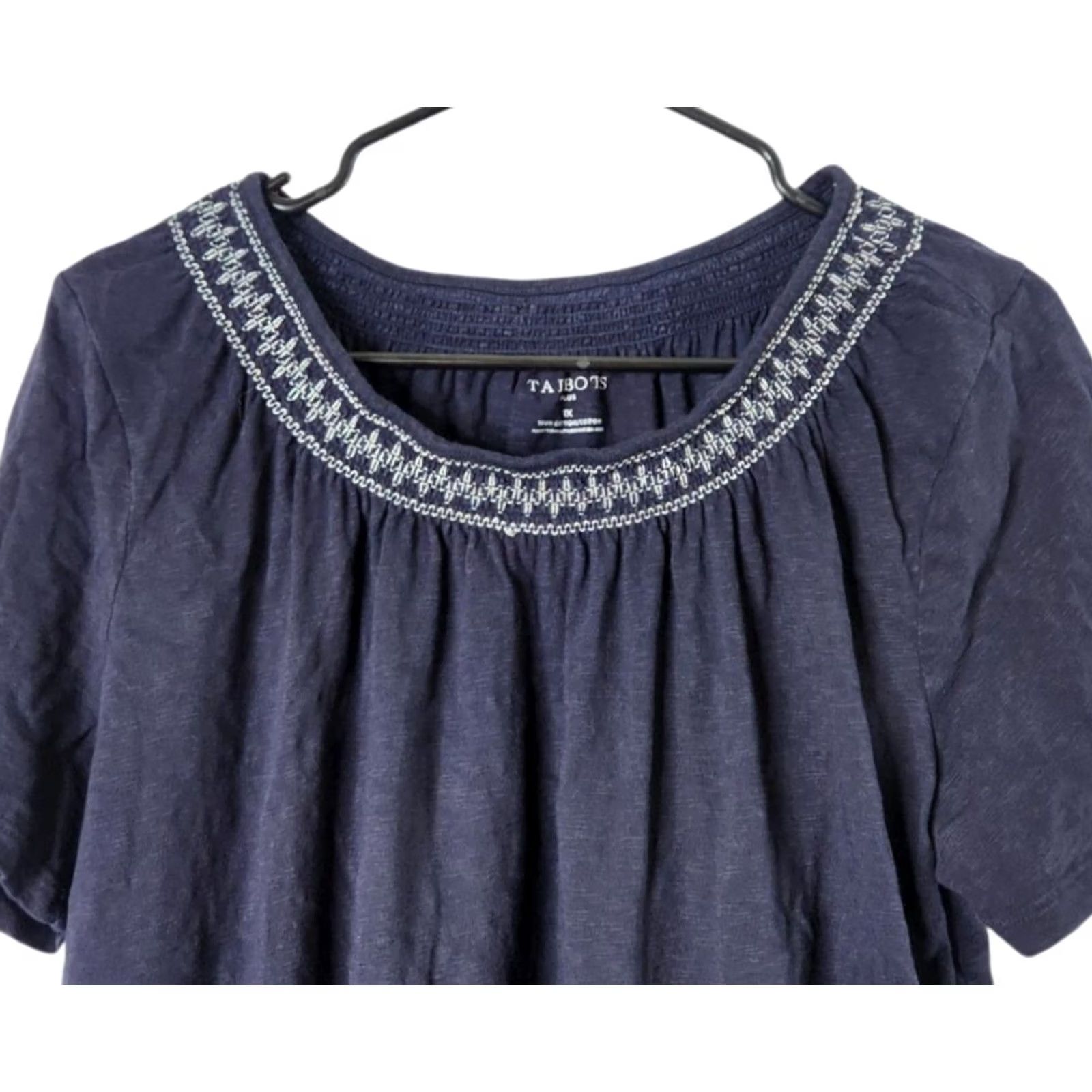 Talbots Talbots T-Shirt 1X Short Sleeve Navy Blue 100% Cotton Womens Plus Size Top Tee Size XL / US 12-14 / IT 48-50 - 3 Thumbnail