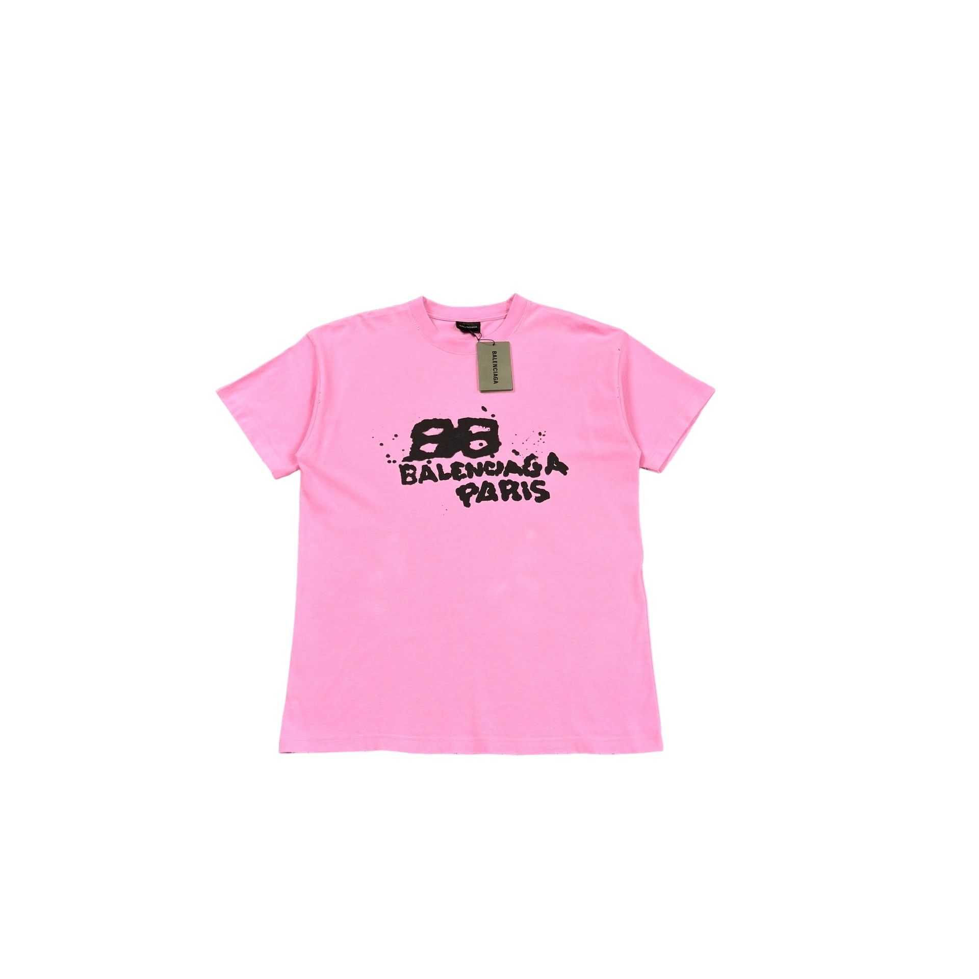 Balenciaga Balenciaga Splatter Logo T-Shirt Pink M Size US M / EU 48-50 / 2 - 1 Thumbnail