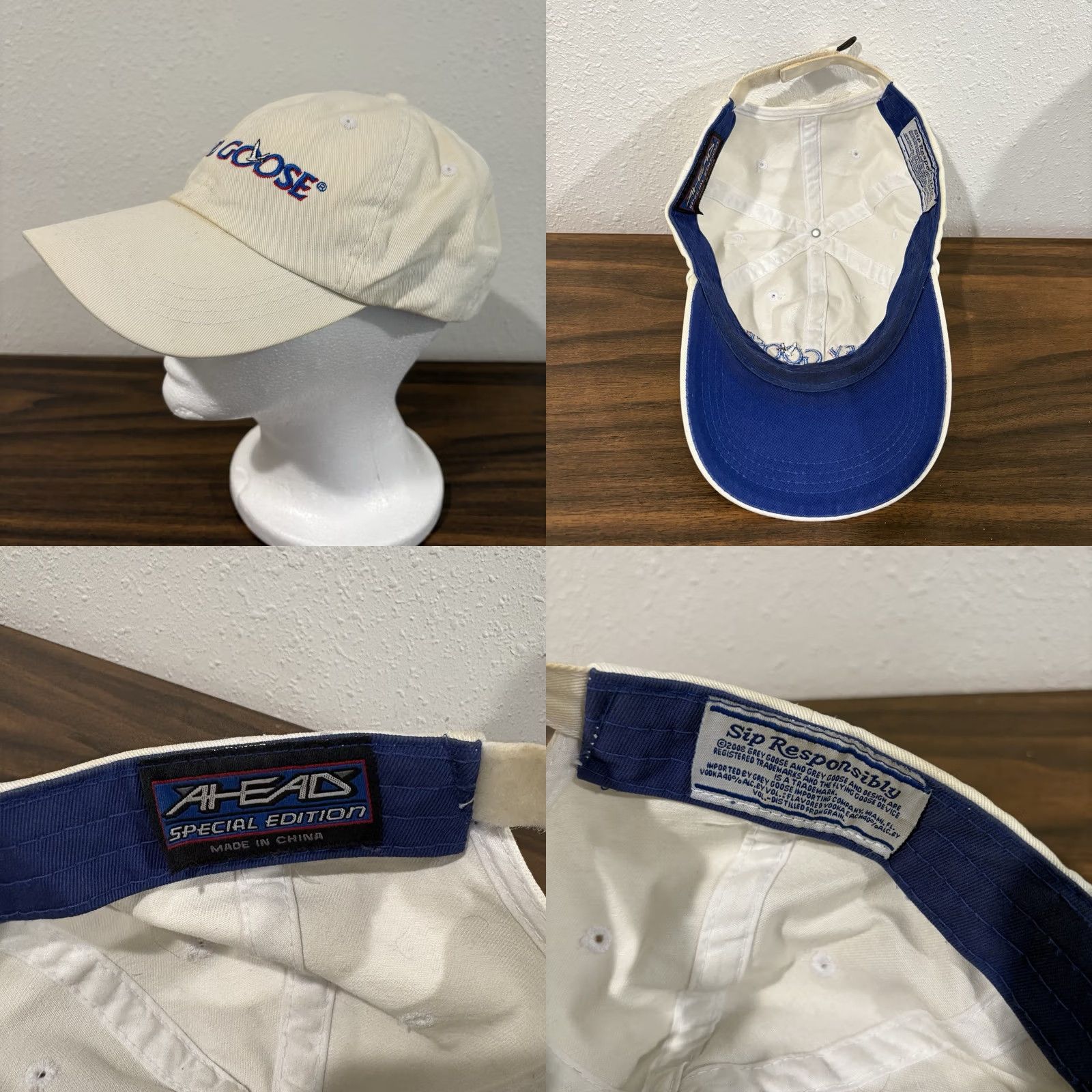 Vintage Ahead Grey Goose Vodka Hat Strapback Cap Mens One Size Adjustable Classic Baseball Cap Size ONE SIZE - 8 Thumbnail