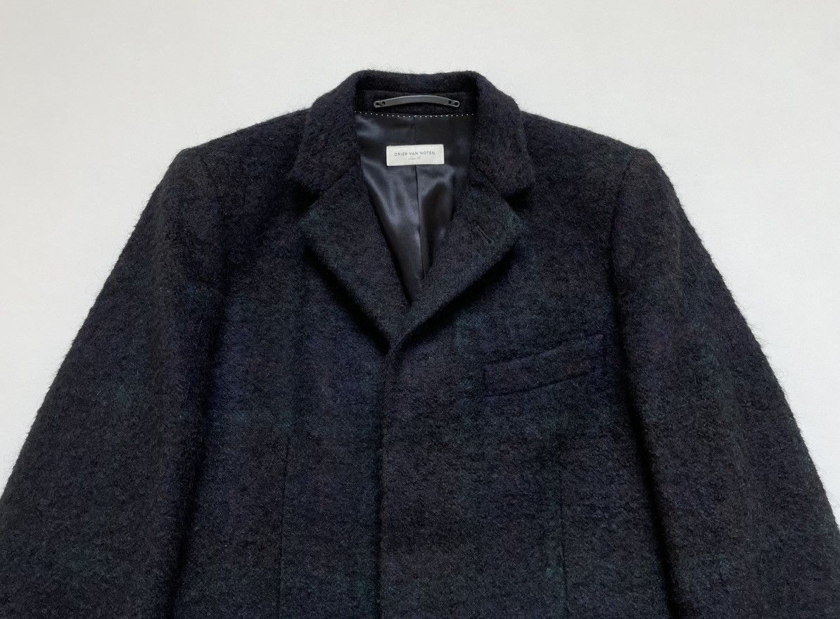 Dries Van Noten Black Boucle Check Wool Overcoat Size US S / EU 44-46 / 1 - 2 Thumbnail
