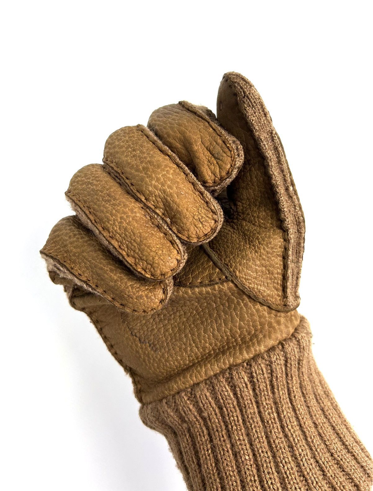 Loewe Archive Loewe Leather Gloves Brown Wool Vintage Luxure Men’s Size ONE SIZE - 4 Thumbnail