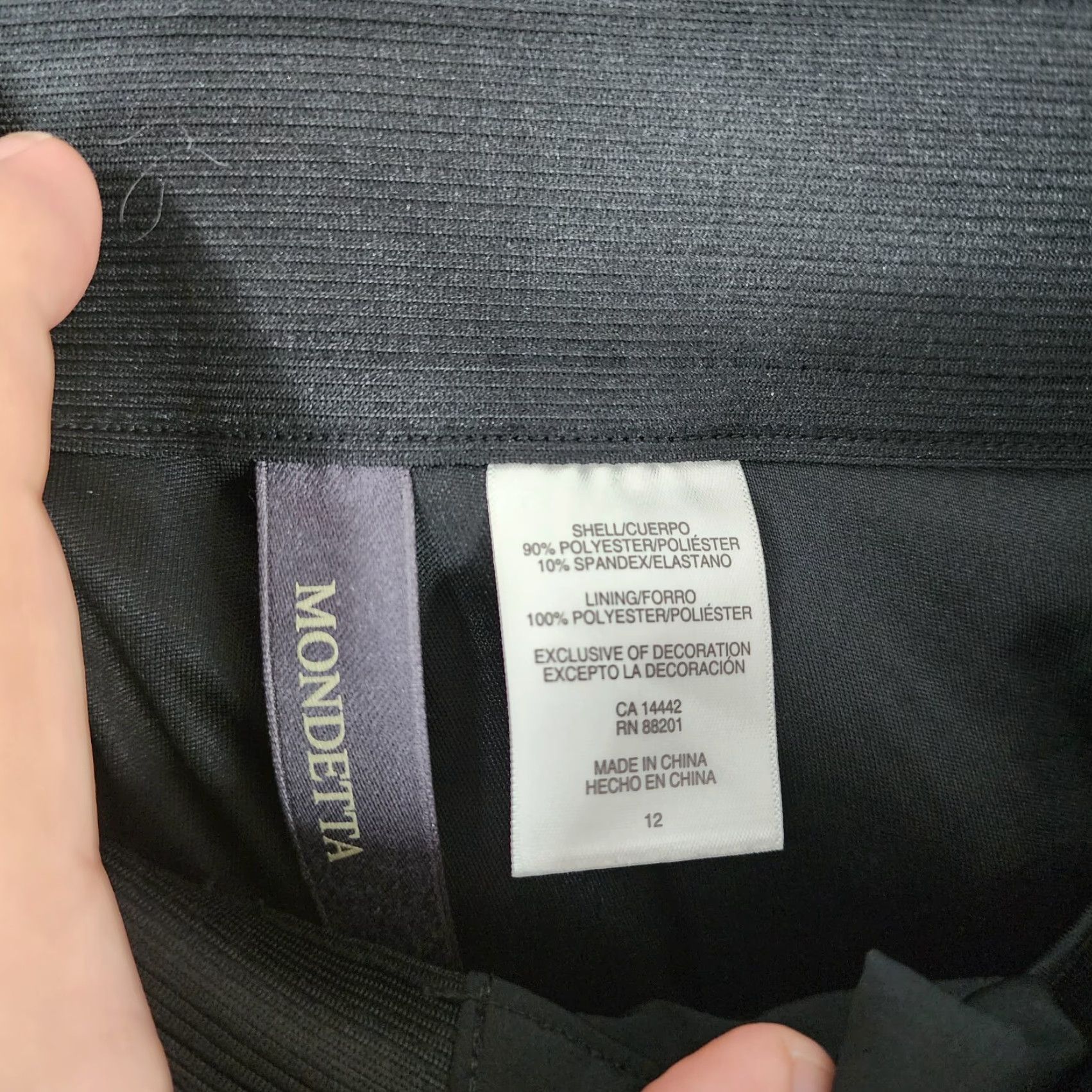 Vintage Mondetta Womens Black Pants Straight Leg Polyester Stretch Size 12 Size 34" / US 12 / IT 48 - 3 Thumbnail