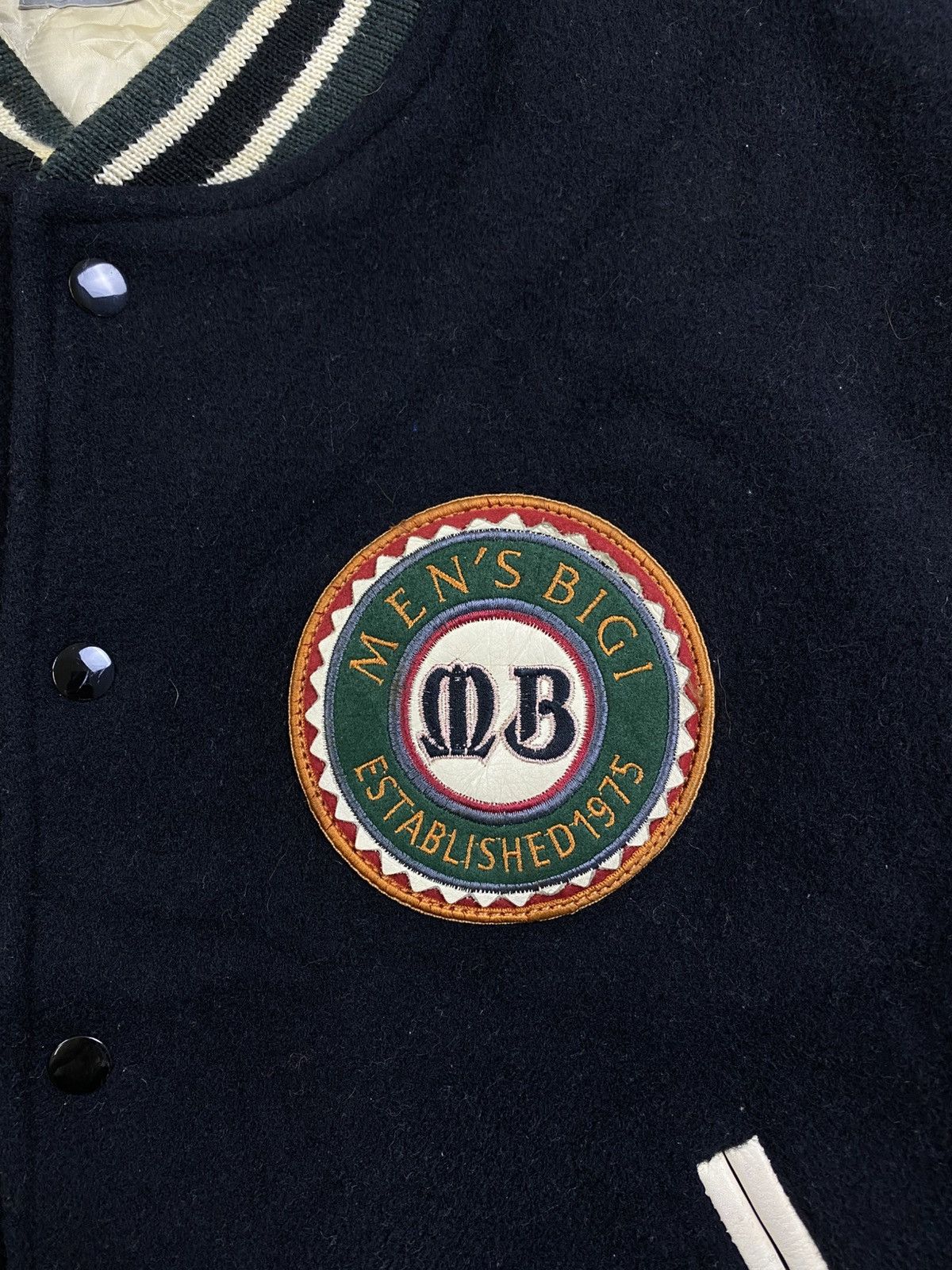 BIGI × Vintage Vtg Men’s Bigi Embroidery Spellout Varsity Leather Jacket Size US L / EU 52-54 / 3 - 7 Thumbnail