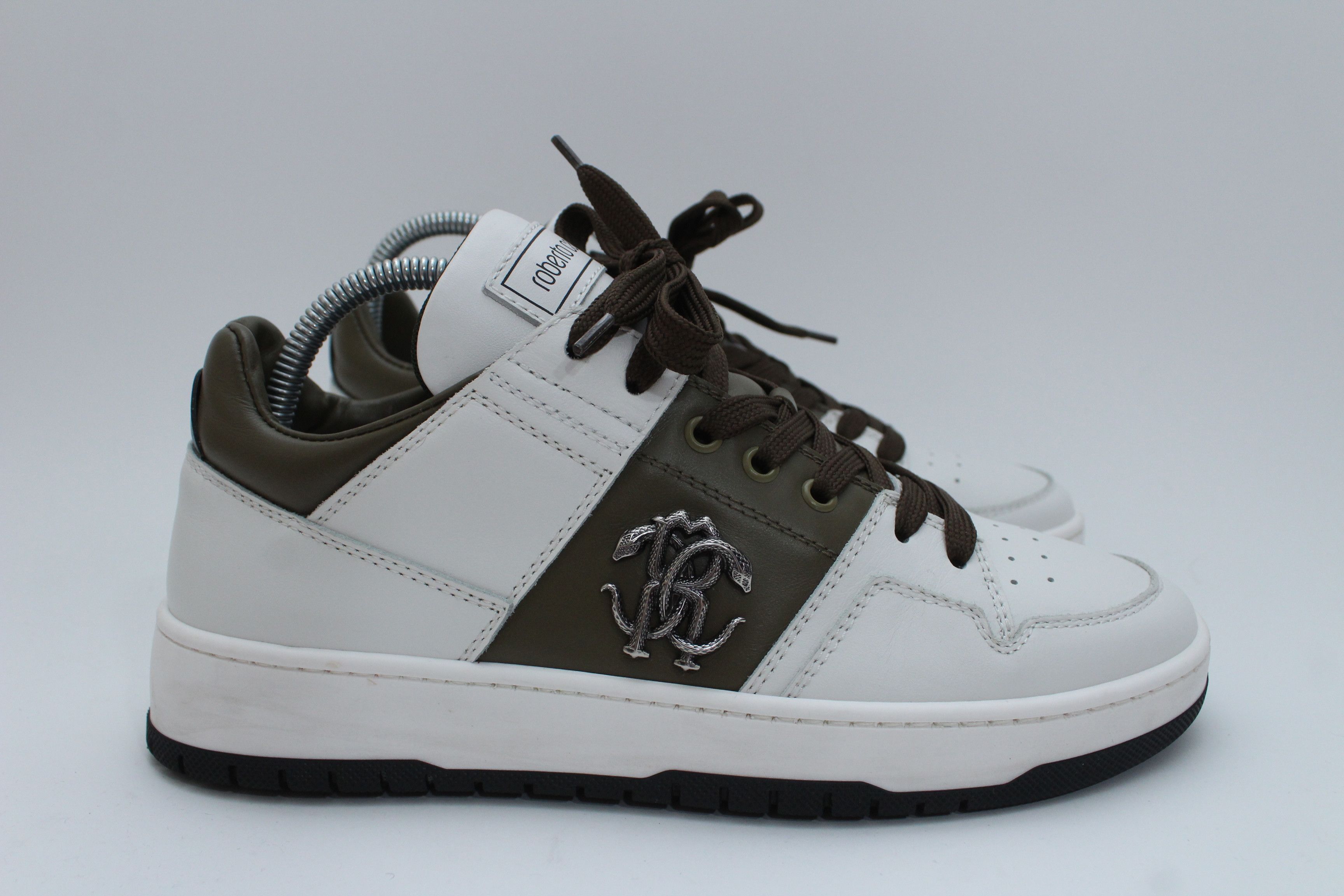 Roberto Cavalli Roberto Cavalli RC Monogram Leather Sneakers White Brown 41 Size US 8 / EU 41 - 2 Thumbnail