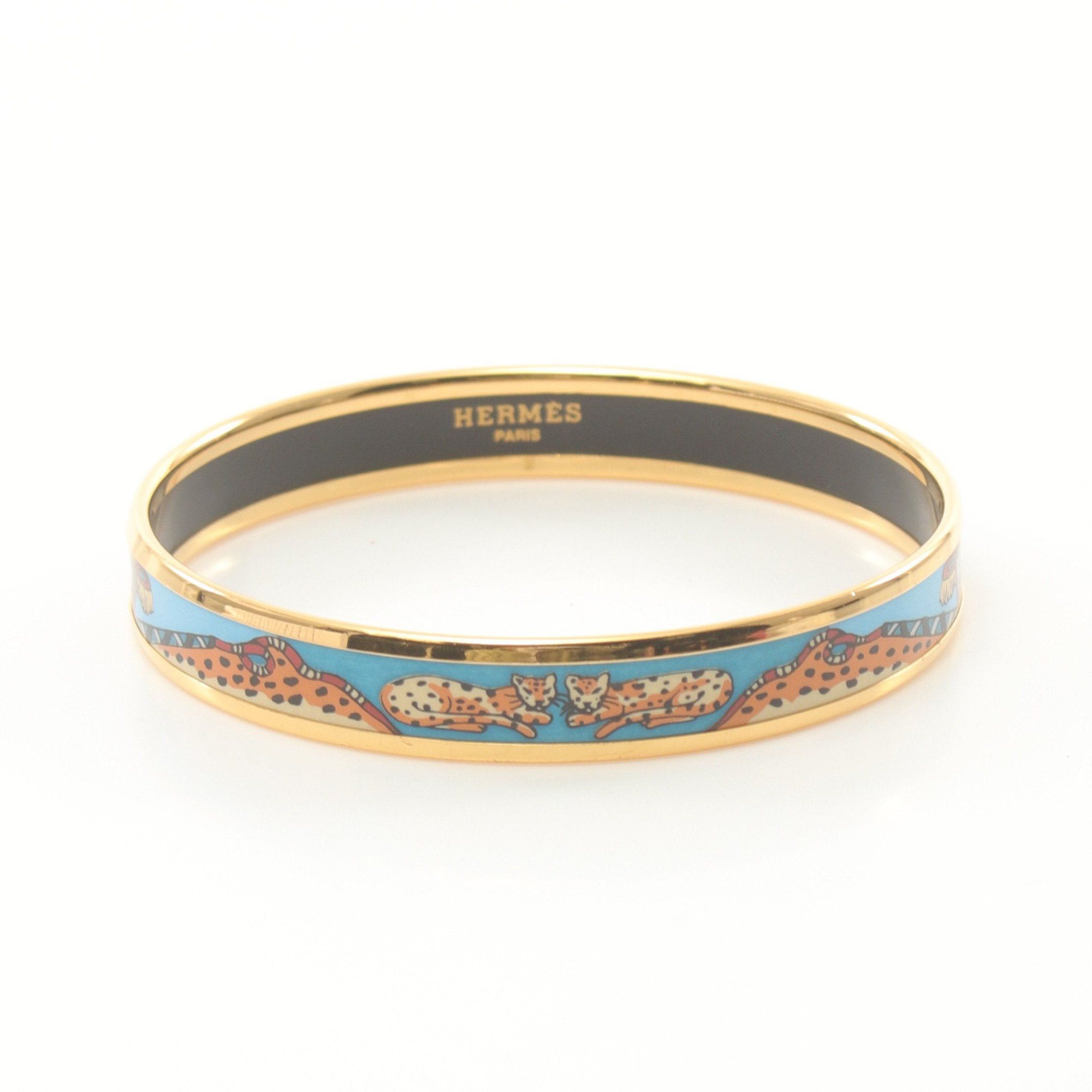 Hermes Hermes Enamel Pm Bangle Gp Cloisonne Gold Light Blue Multicolor Size ONE SIZE - 1 Thumbnail