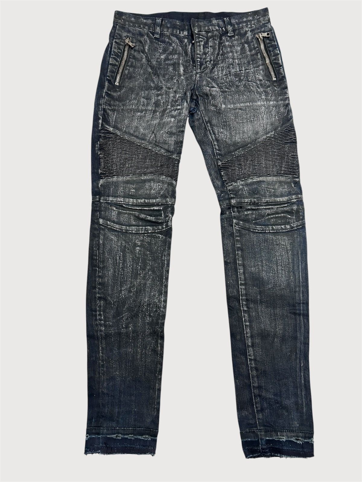 Balmain SS2017 Indigo Waxed Biker Denim Size US 30 / EU 46 - 1 Thumbnail