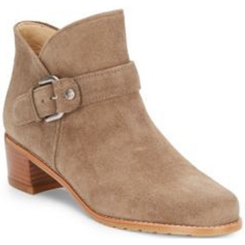Stuart Weitzman Dude Ankle Boot Suede Leather Buckle Tan 9.5