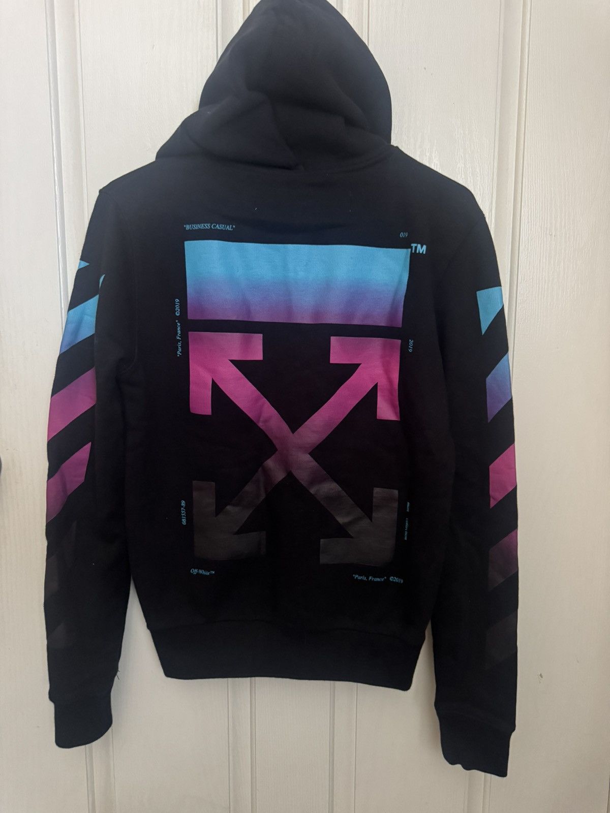 Off White Ombré Zip Up Hoodie