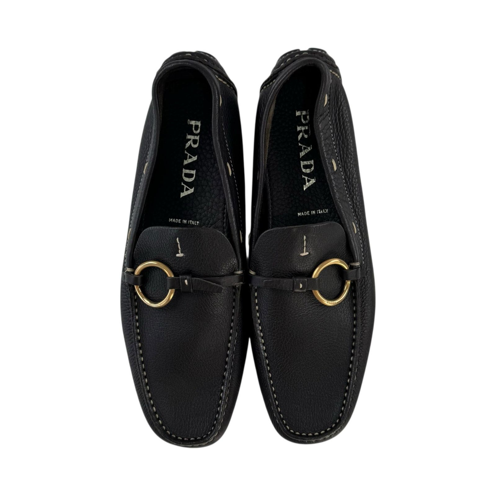 Prada Prada Brown Pebbled Leather Loafers Size US 8 / IT 38 - 6 Thumbnail
