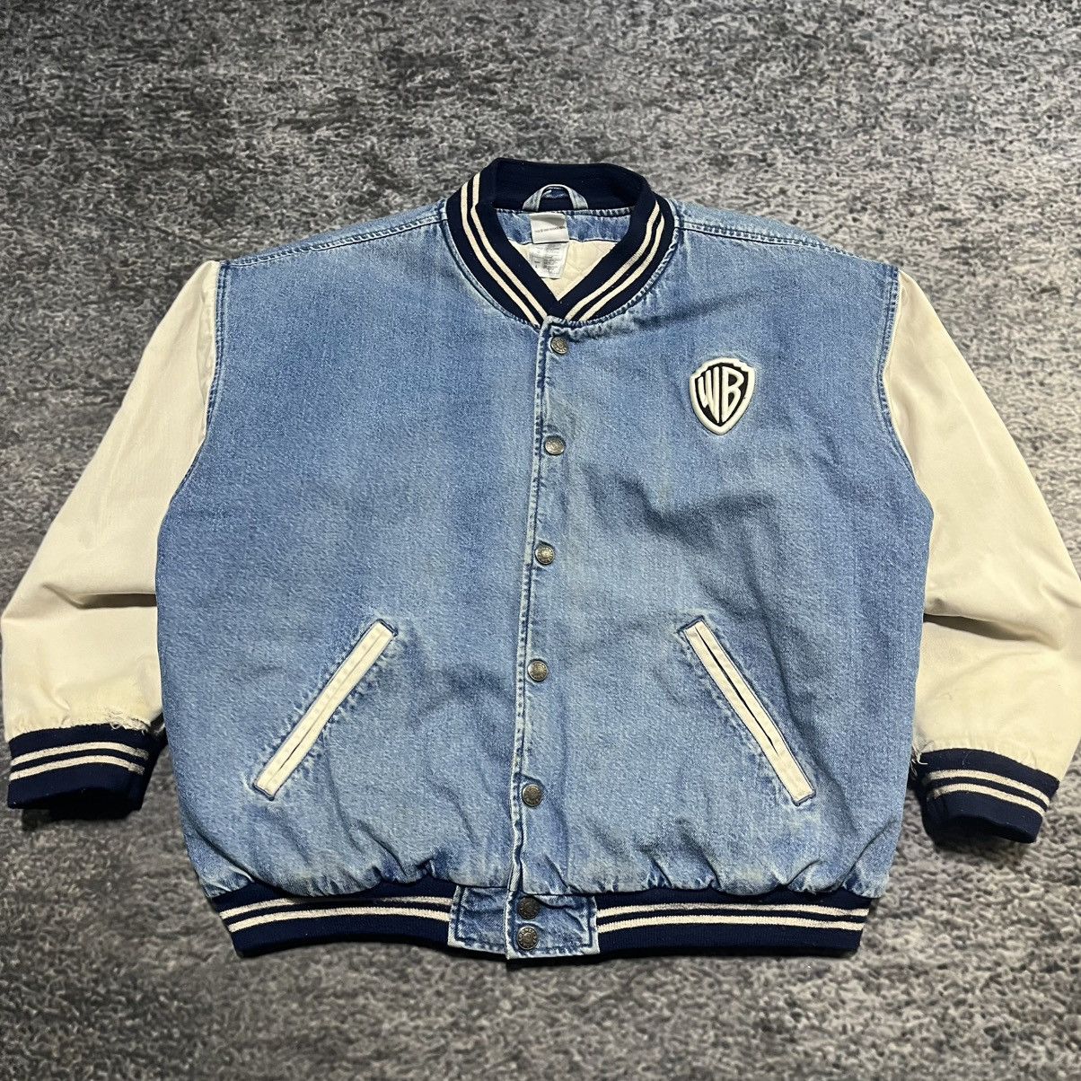 Warner Bros Vintage 90s Looney Tunes Embroidered Denim Varsity Jacket Size US L / EU 52-54 / 3 - 3 Thumbnail