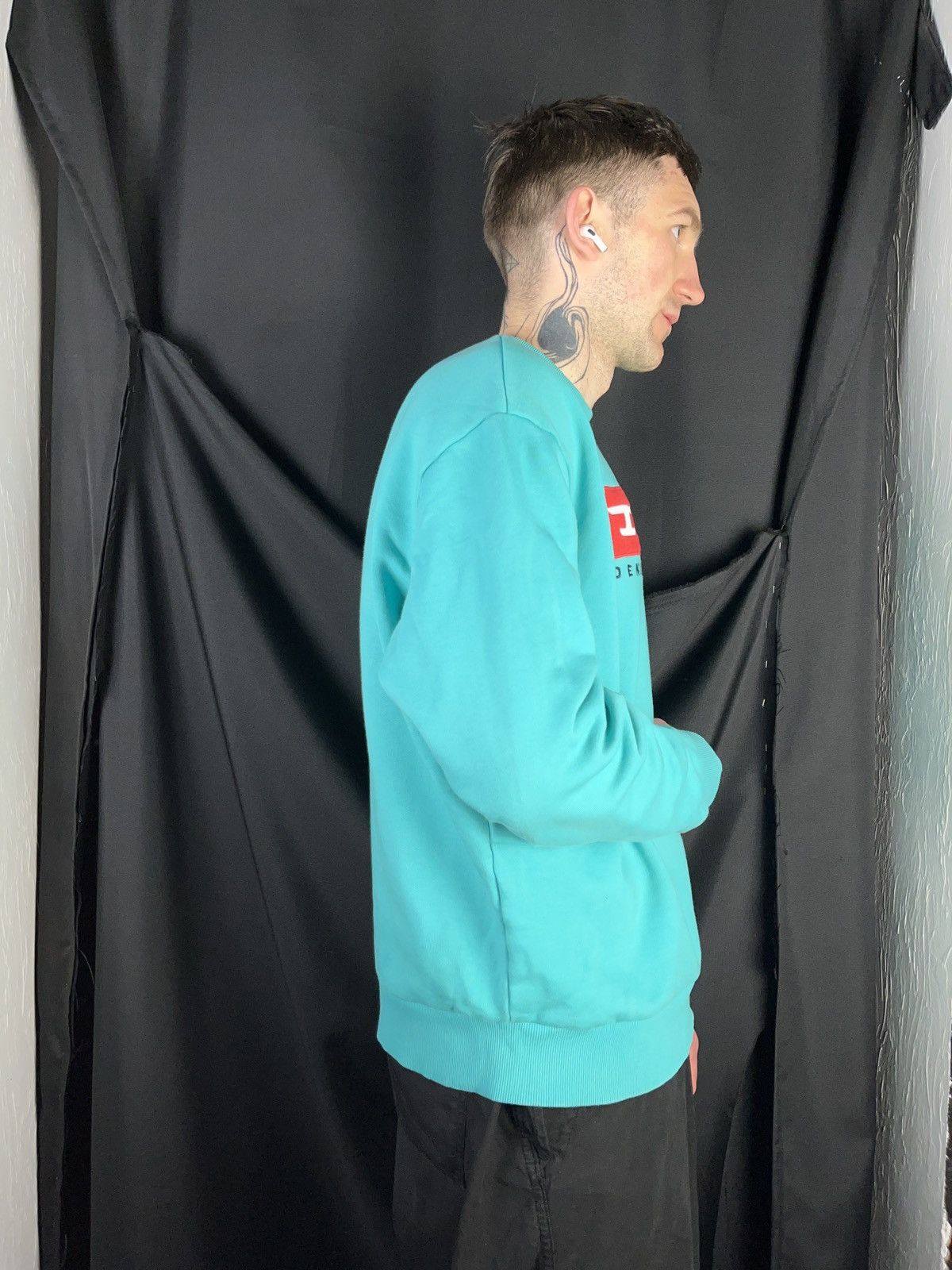 Diesel Diesel denim division turquoise big logo sweatshirt Size US L / EU 52-54 / 3 - 3 Thumbnail