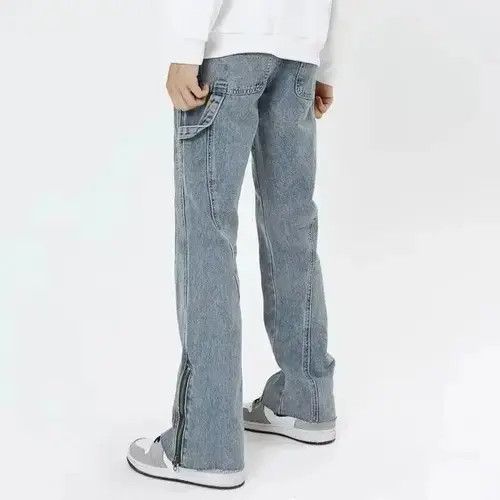 Jean Ankle Zipper Washed Blue Flare Jeans Size US 32 / EU 48 - 2 Thumbnail