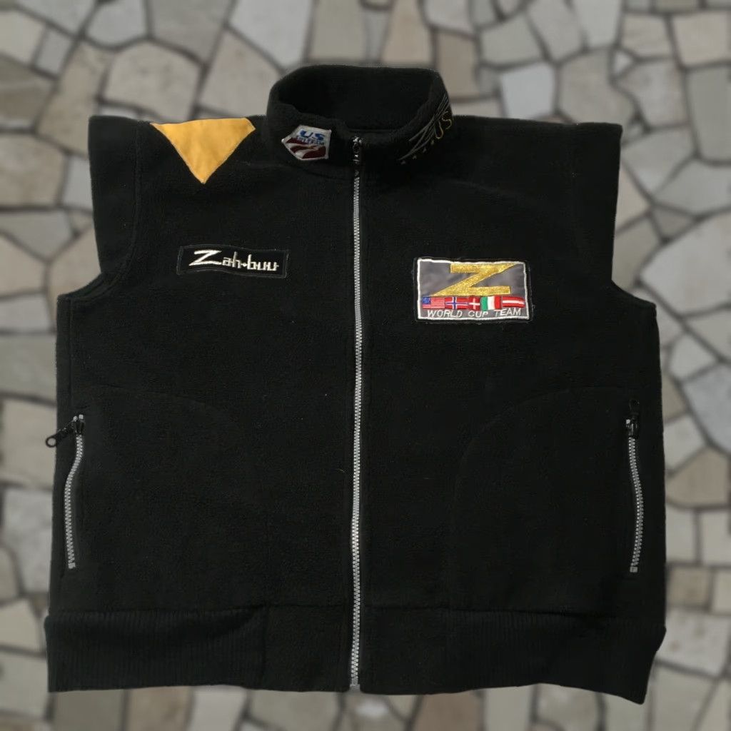 Vintage zah-buu US Ski Team Vest Zip Up Leather Shoulder Medium Black Patch Size US M / EU 48-50 / 2 - 1 Thumbnail
