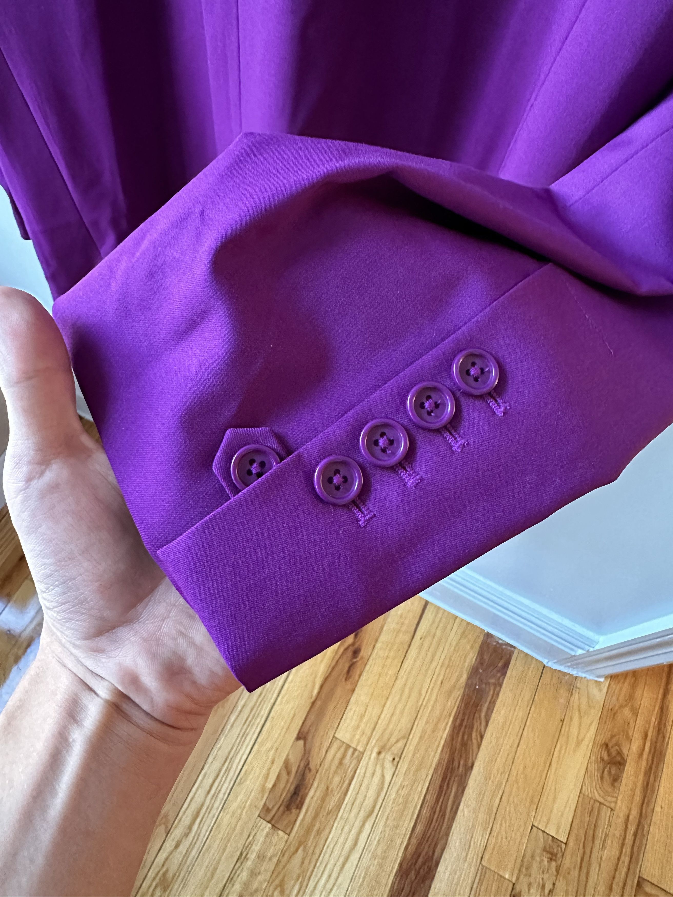 Helmut Lang Helmut Lang Purple Silk Unisex Long Blazer Size XL / US 12-14 / IT 48-50 - 7 Thumbnail
