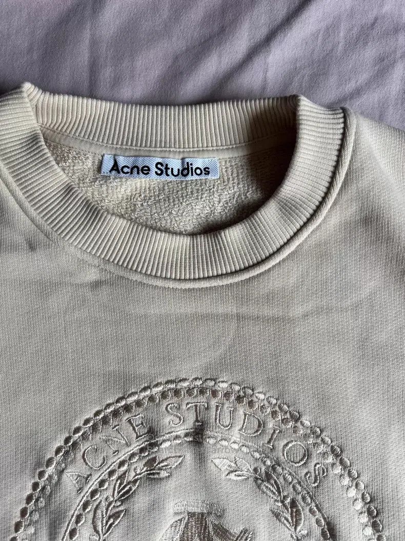 Acne Studios Acne Studios Beige Embroidered Logo Sweatshirt Size M / US 6-8 / IT 42-44 - 2 Thumbnail