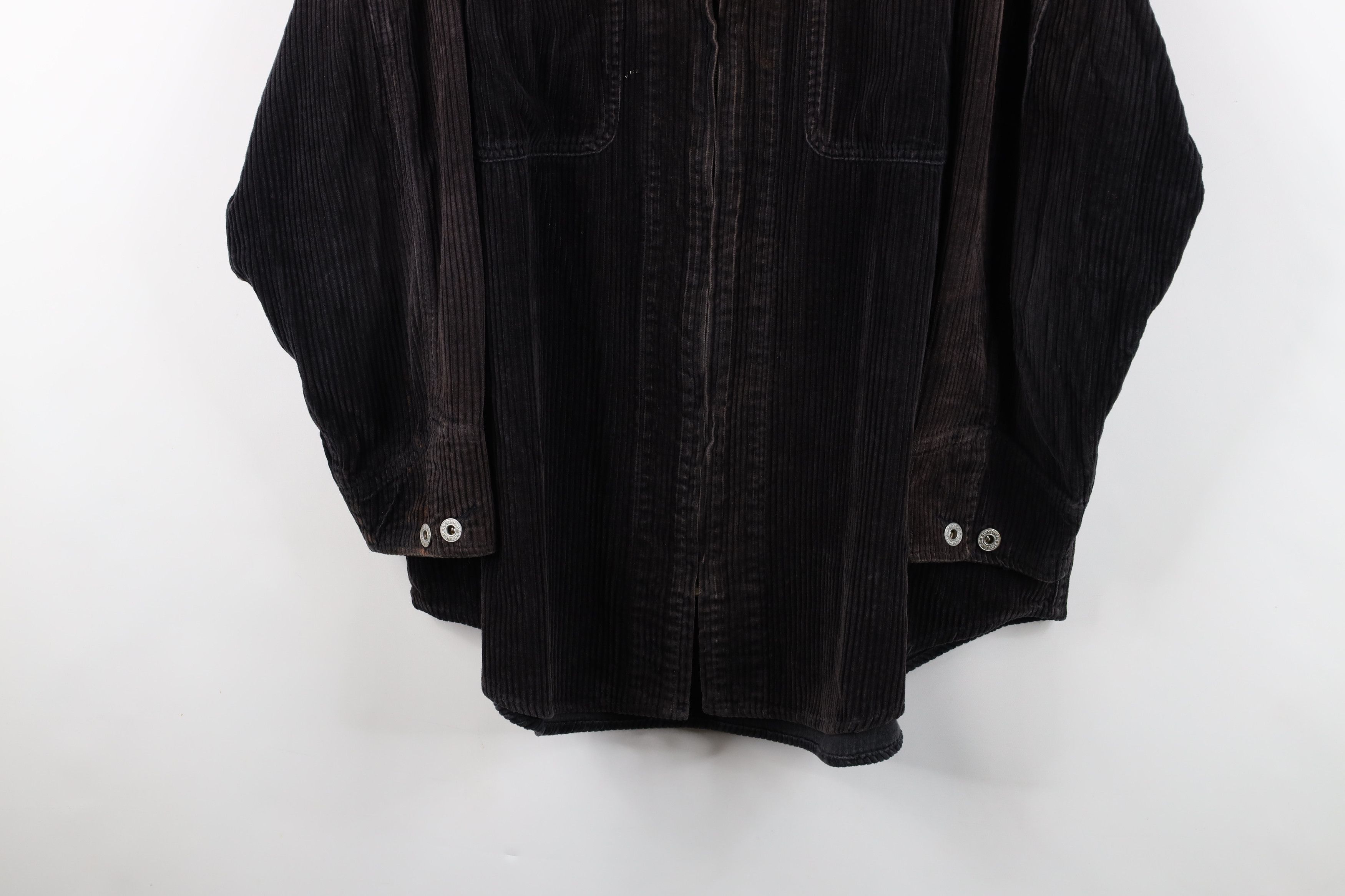 Vintage Vintage 90s Streetwear Full Zip Corduroy Shirt Jacket Black Size 3XL / US 20-22 - 3 Thumbnail