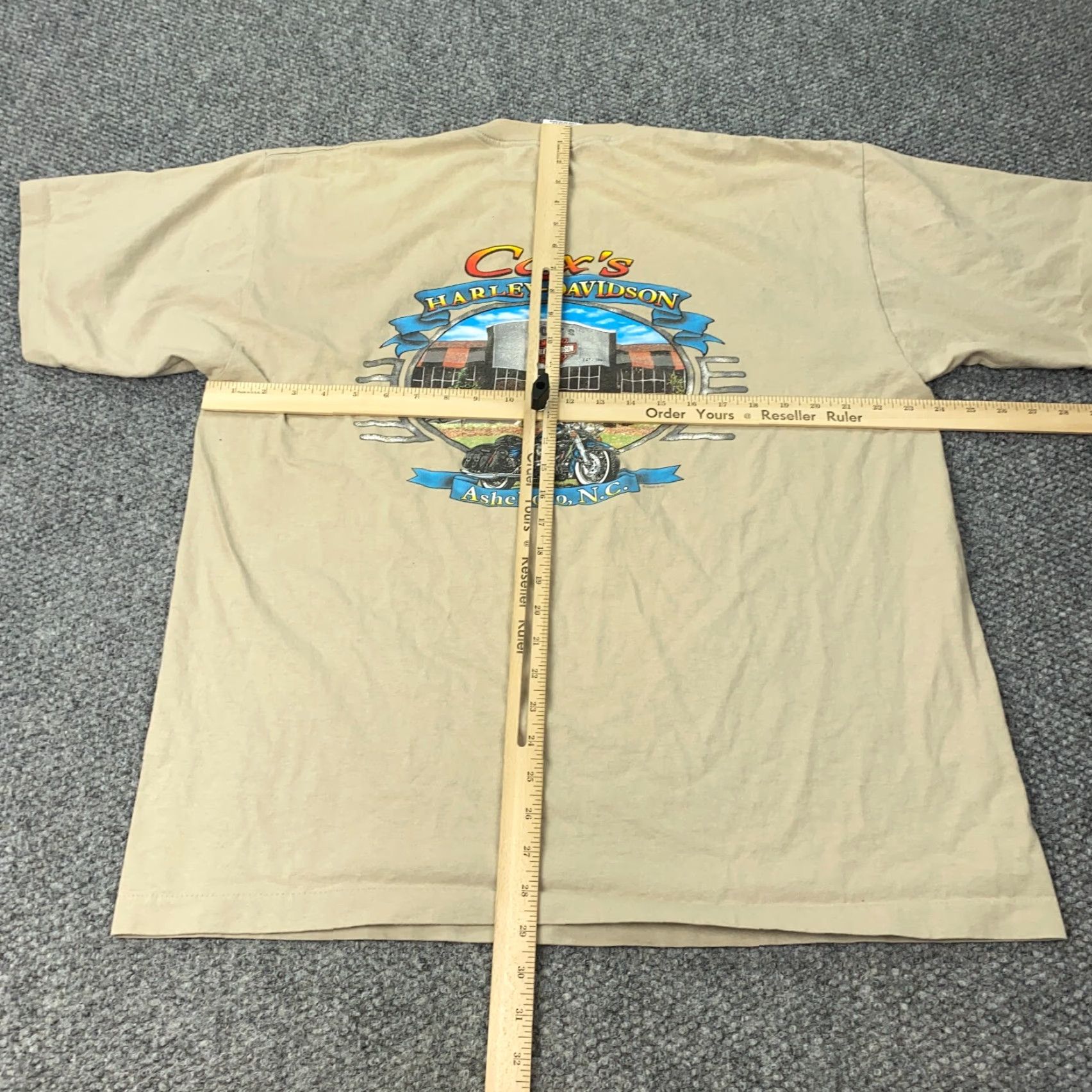 Harley Davidson VINTAGE Harley-Davidson Biker Shirt XL Beige Graphic Print Single Stitch USA Mens Size US XL / EU 56 / 4 - 6 Thumbnail