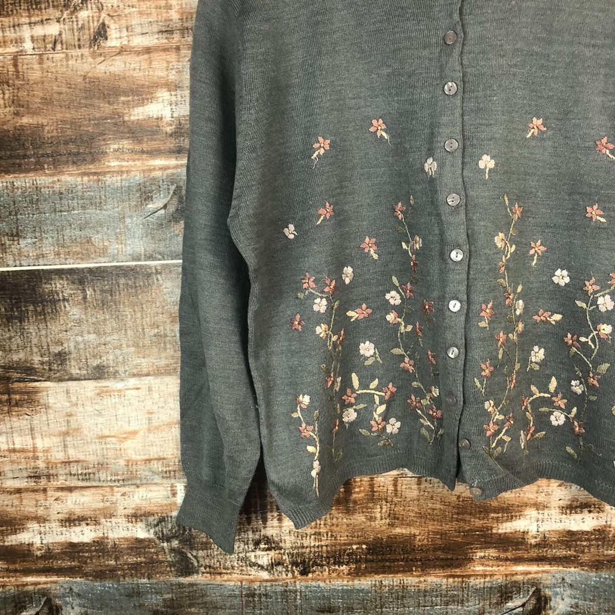 Vintage Pasta Club Grey Patterned vintage knitwear Cardigans #A1455 Size M / US 6-8 / IT 42-44 - 7 Thumbnail