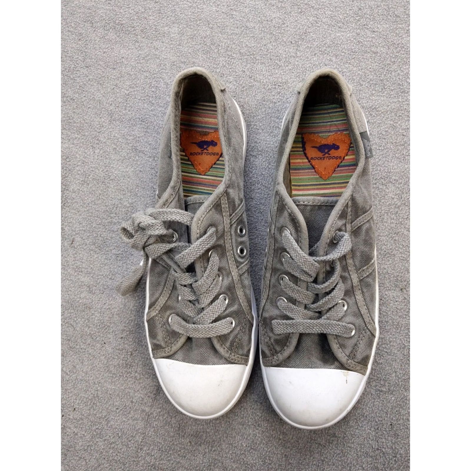 Vintage Rocket Dog Womens 8 Gray Canvas Platform Cap Toe Walking Sneakers Shoes Size ONE SIZE - 2 Thumbnail
