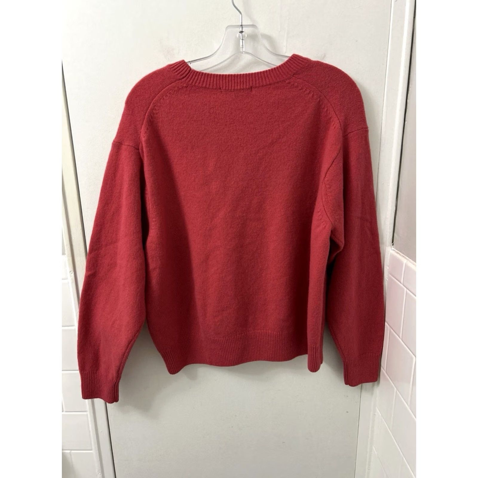 Uniqlo Uniqlo Sweater Womens XL Red 100% Wool Ribbed Knit Pullover Long Sleeve Crew Neck Pullover - Casual Size XL / US 12-14 / IT 48-50 - 6 Thumbnail