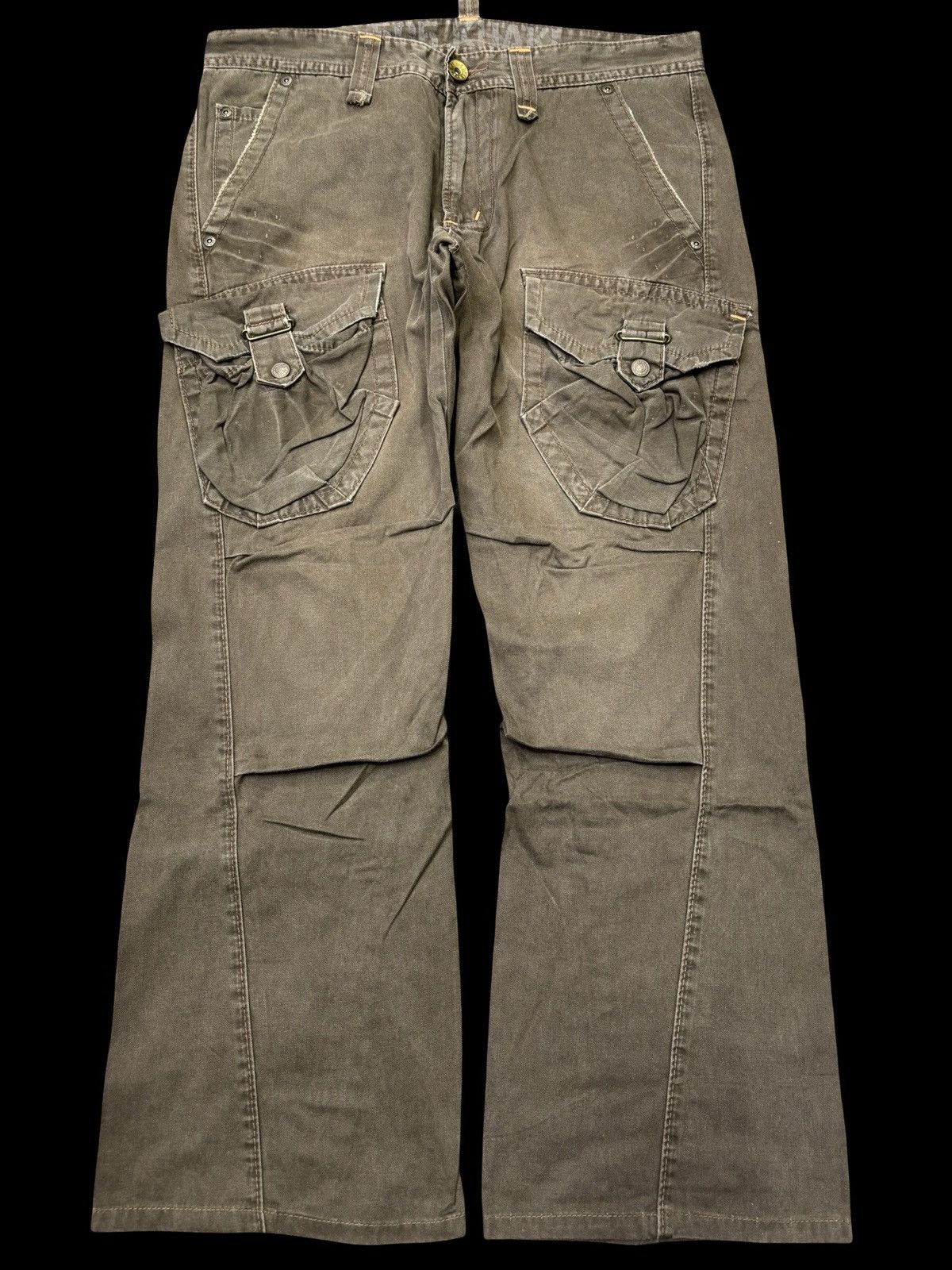 Pre-owned Edwin Flare Multipockets Street Cropped Cargo Pant F784 In Brown
