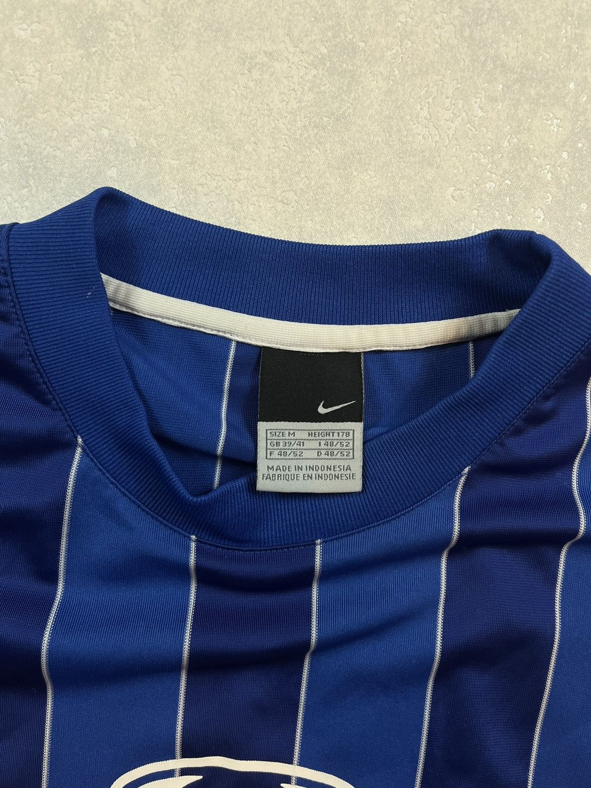 Nike × Vintage 90s Nike Big Retro Logo Vintage Y2K Striped Tee T-Shirt Size US M / EU 48-50 / 2 - 3 Thumbnail