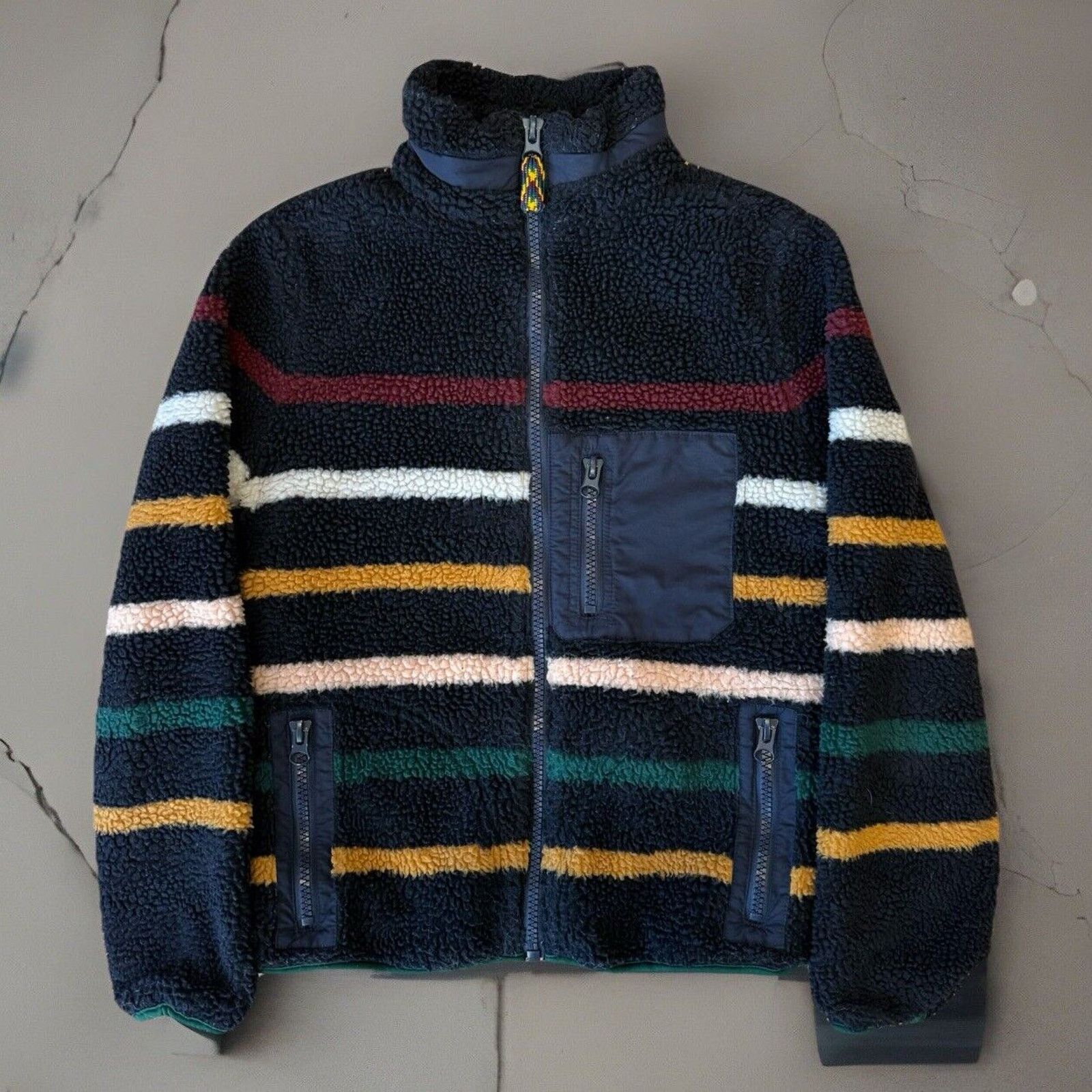 Faherty Faherty Dream Fleece Jacket Women's S Navy Striped Sherpa Size S / US 4 / IT 40 - 1 Thumbnail