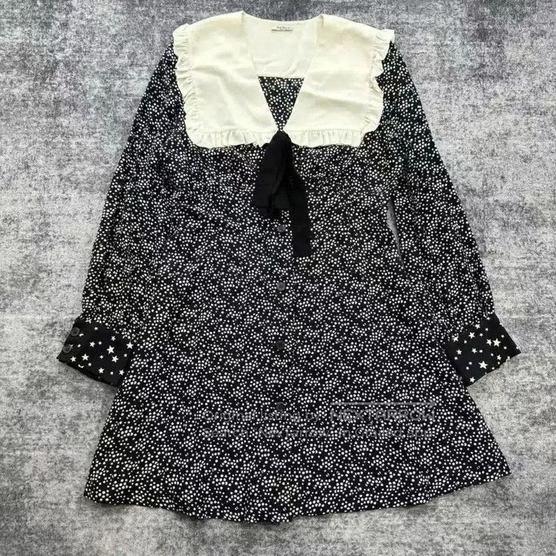 Miu Miu Miu Miu Black Cotton Dress with White Collar . Size M / US 6-8 / IT 42-44 - 1 Thumbnail