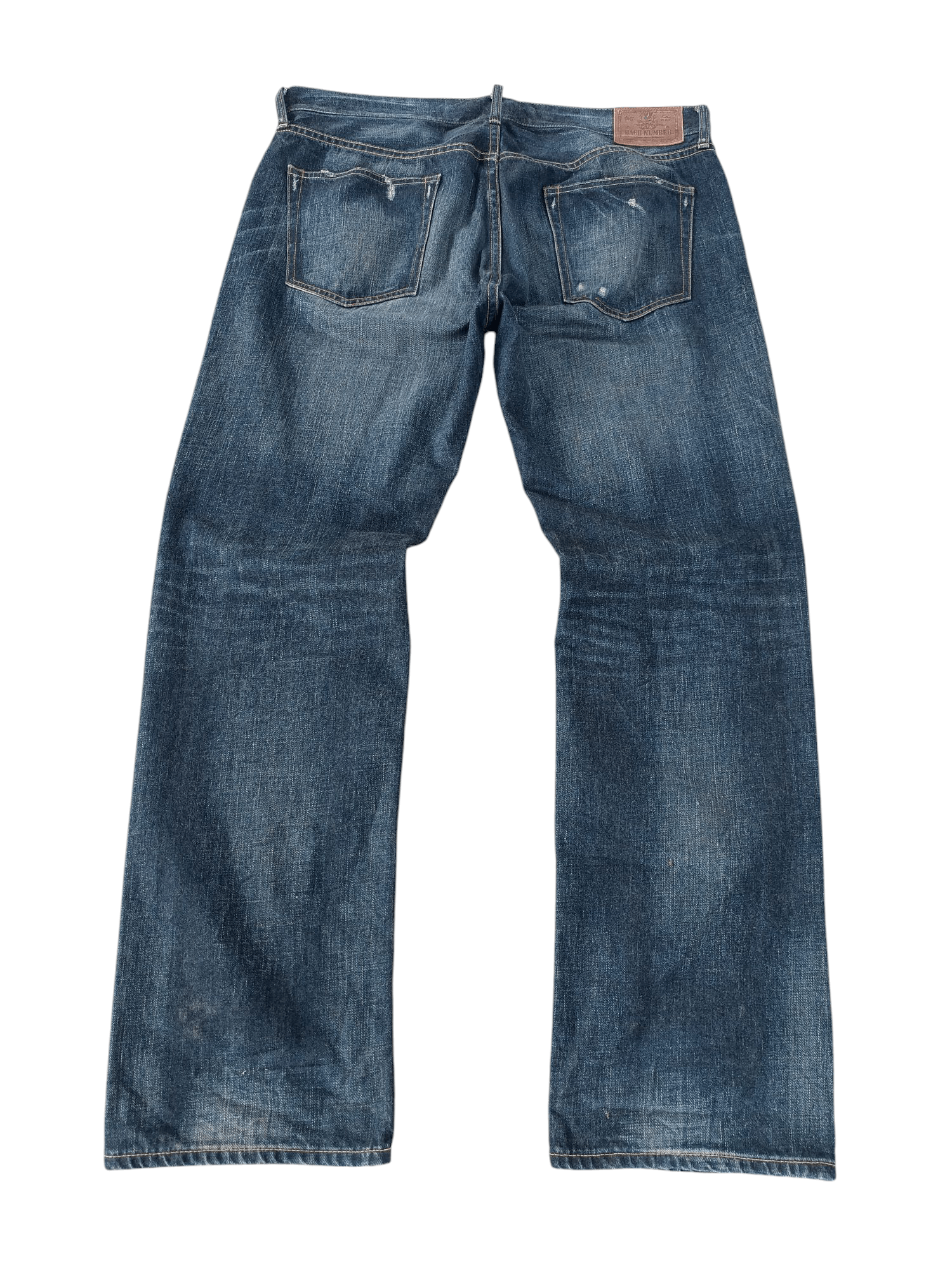Japanese Brand BACK NUMBER DISTRESSED WHISKERS FADED DENIM E245i Size US 38 / EU 54 - 6 Thumbnail