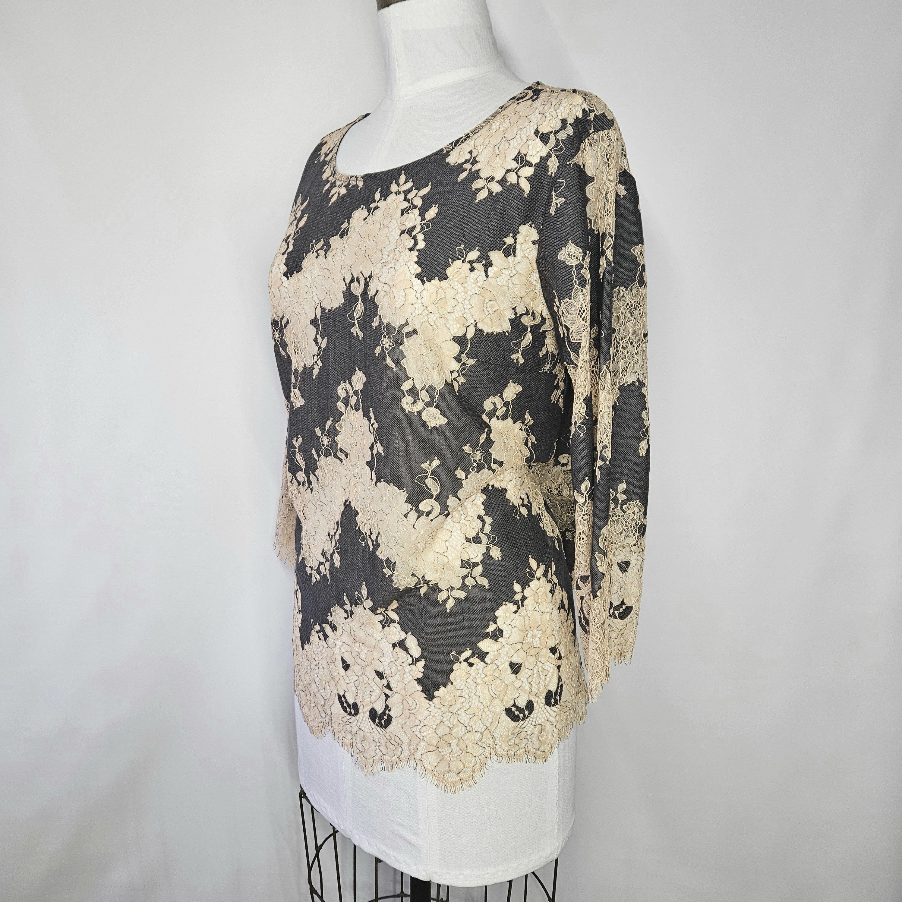 Linea Linea Louis Dell'Olio Size L/14 Tunic Blouse Top Grey Size L / US 10 / IT 46 - 4 Thumbnail