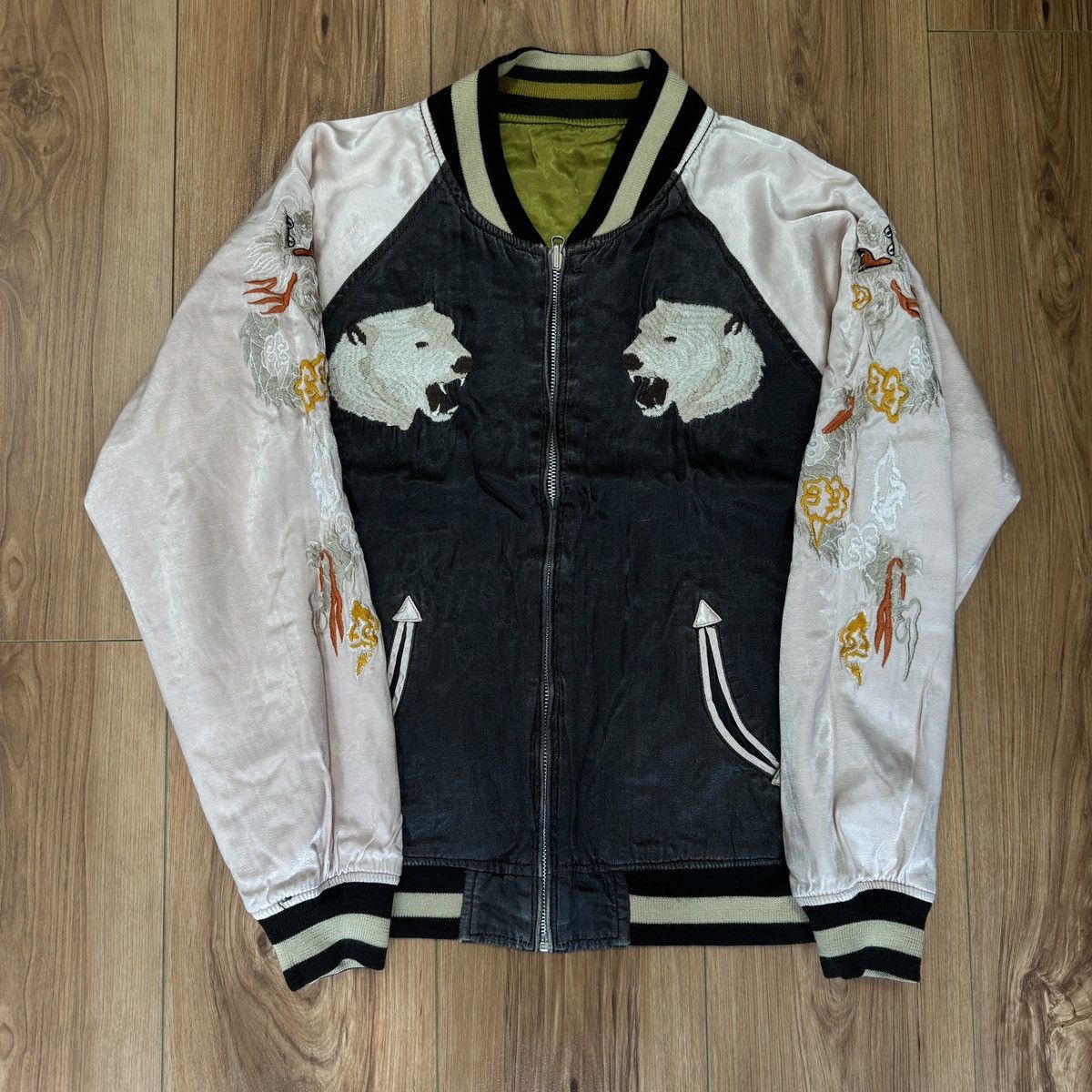 image of Sukajan Souvenir Jacket x Vintage Houston Sukajan Japan Embroidery Reversible Jacket in Green (Size