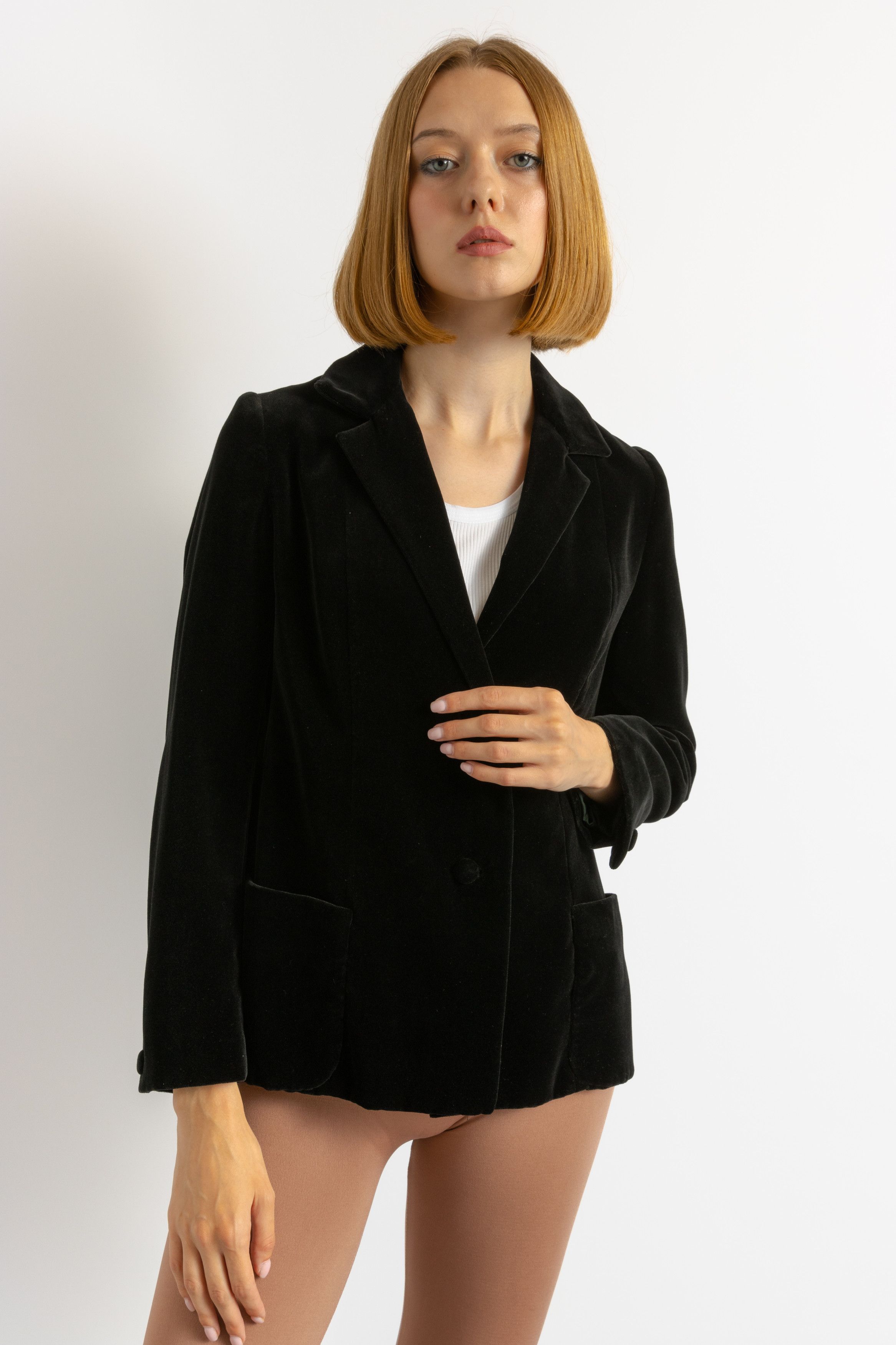 Vintage Vintage Velour Black Woman Spring Blazer 7780 Size S / US 4 / IT 40 - 6 Thumbnail