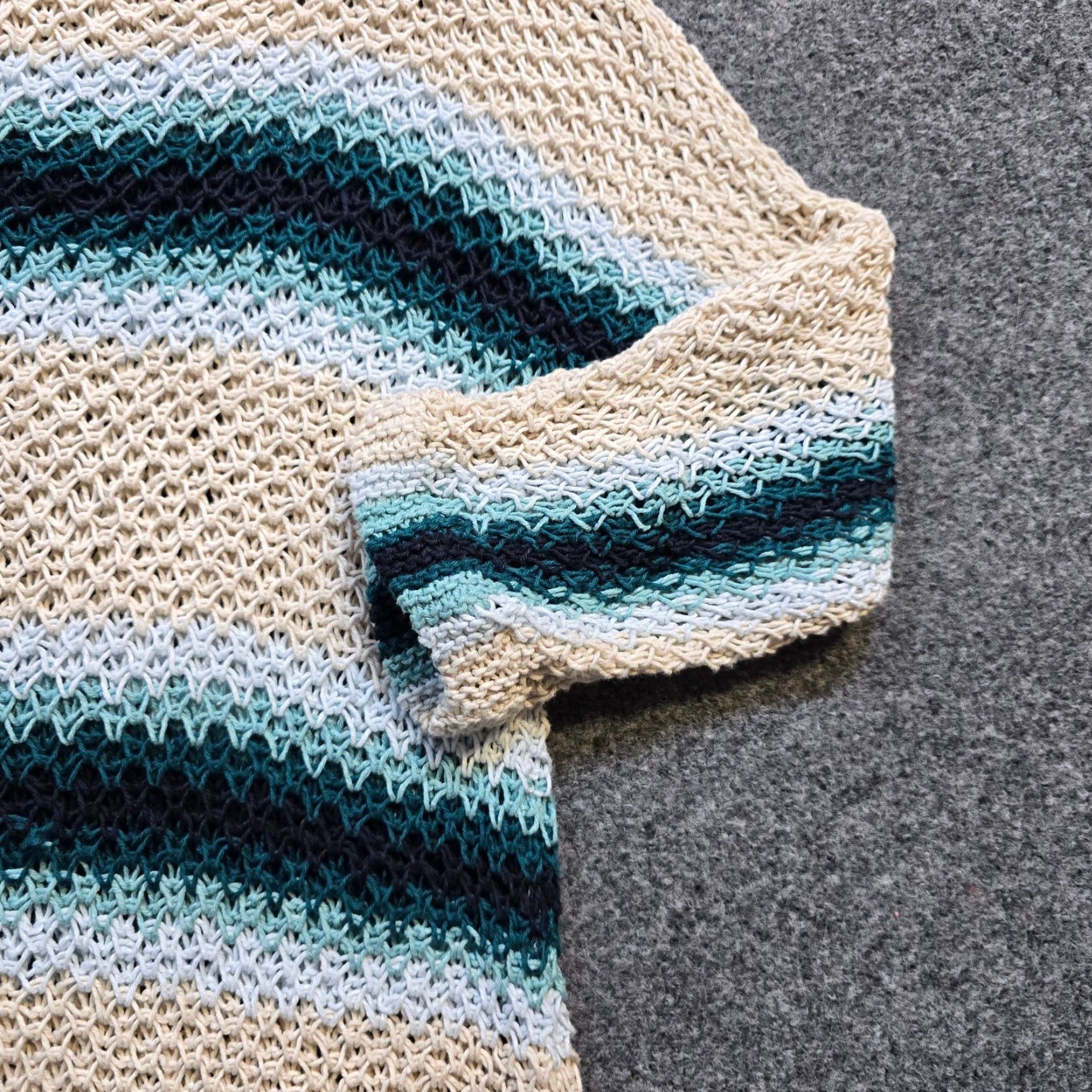 J. Jill J. Jill Sweater Womens Large Beige Stripe Linen Open Knit 3/4 Sleeve Pullover Casual Size L / US 10 / IT 46 - 3 Thumbnail