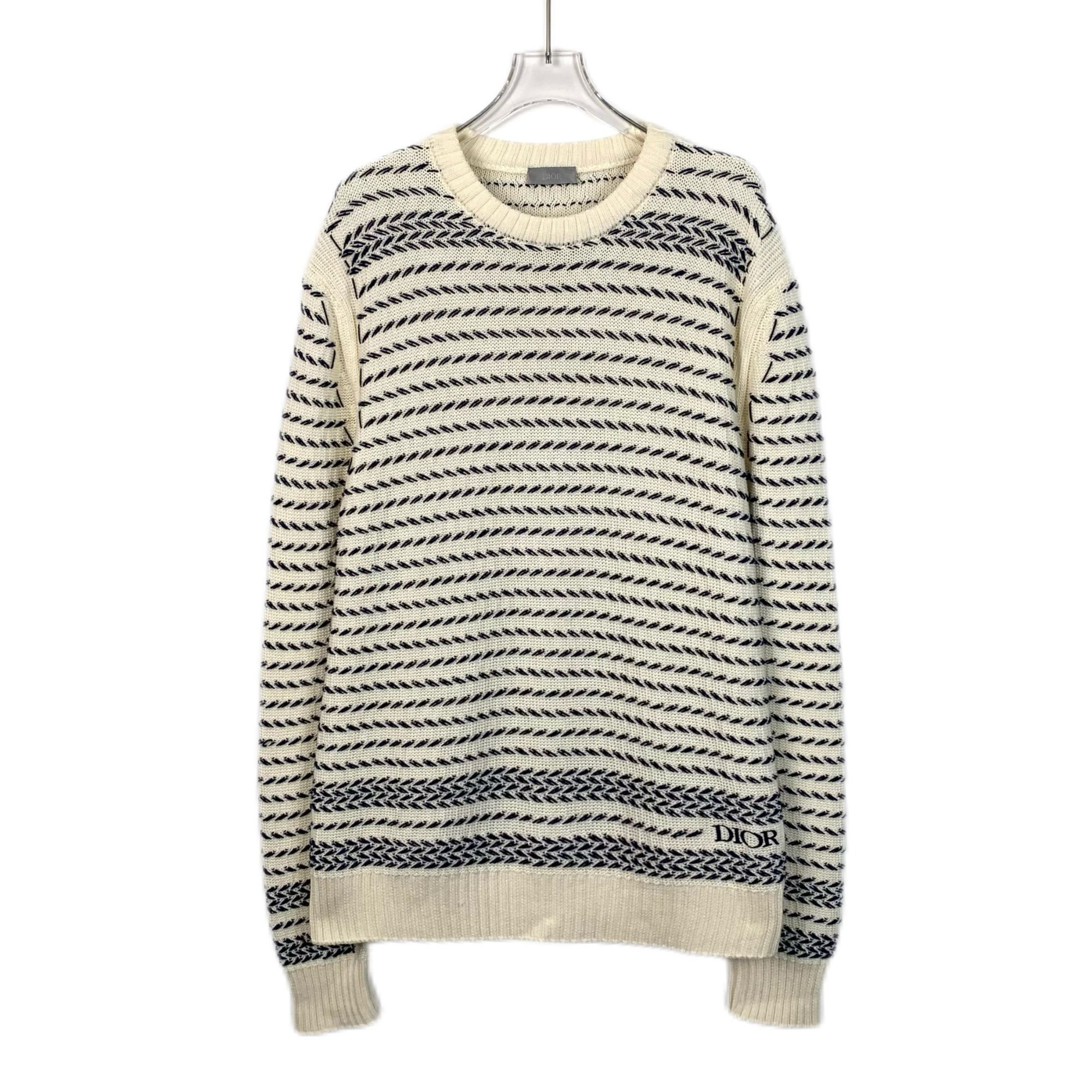 Dior Dior Multicolored Striped Cotton Round-Neck Long-Sleeved Kni Size L / US 10 / IT 46 - 1 Thumbnail