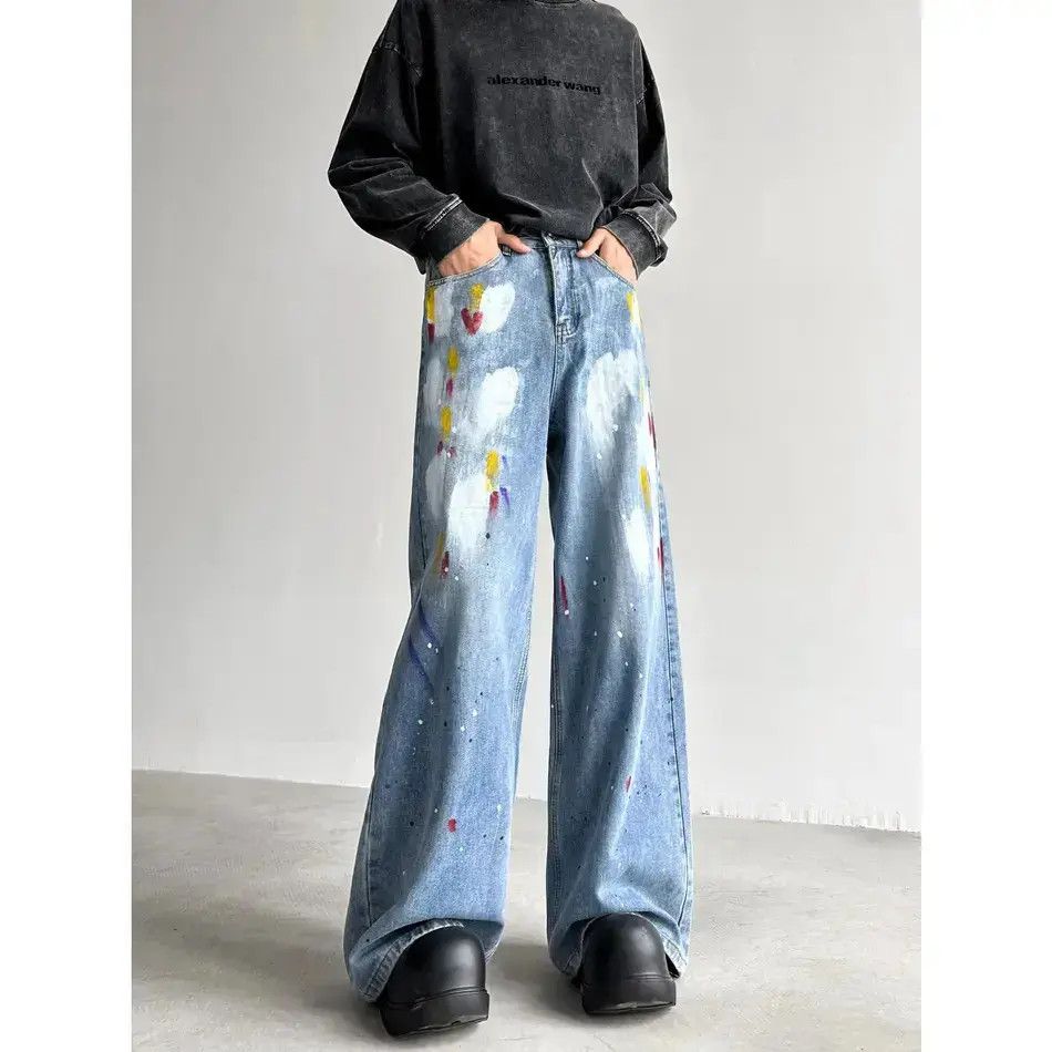 Japanese Brand Retro loose straight leg wide leg jeans Size US 32 / EU 48 - 2 Thumbnail