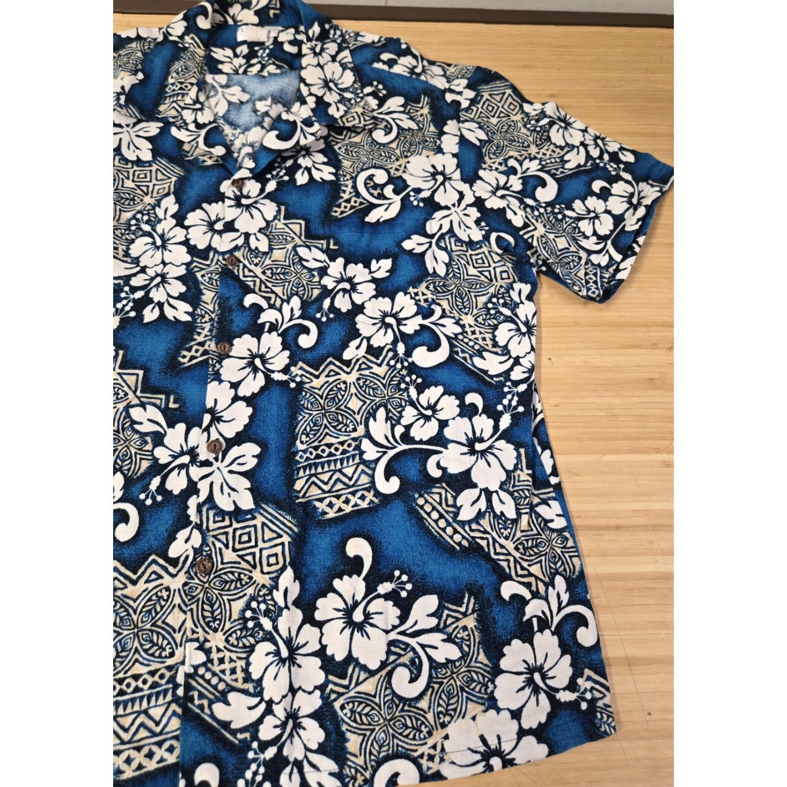 Vintage KY's International Fashion Shirt Mens 3XL Hawaiian Aloha Made in Hawaii USA Blue Floral Button-Up Short Sleeve Collared Cotton Beach Tropical Size US XXL / EU 58 / 5 - 2 Thumbnail