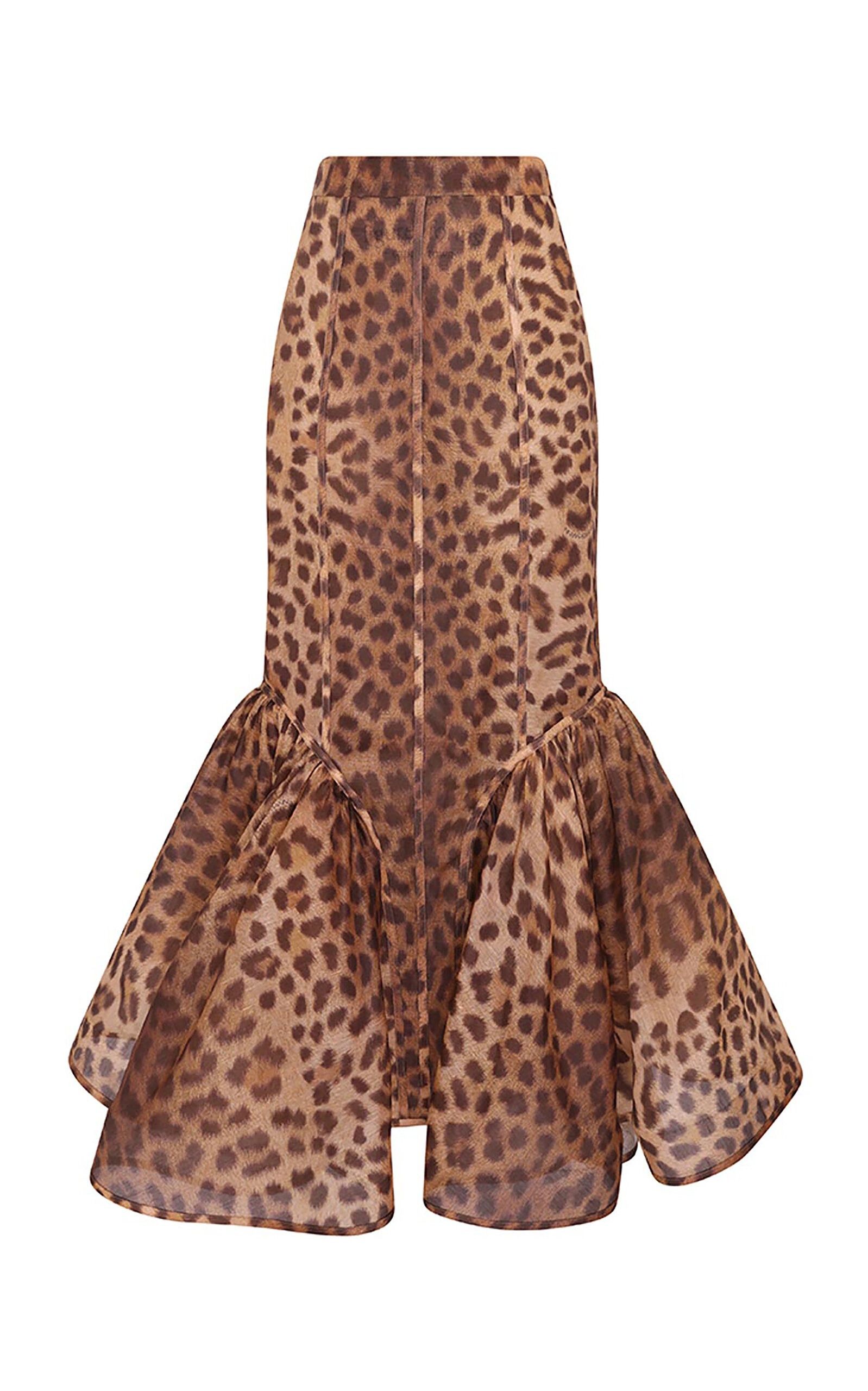Zimmermann oc11z0925 Crush Panelled Pencil Skirt in Leopard Size 34" / US 12 / IT 48 - 1 Thumbnail