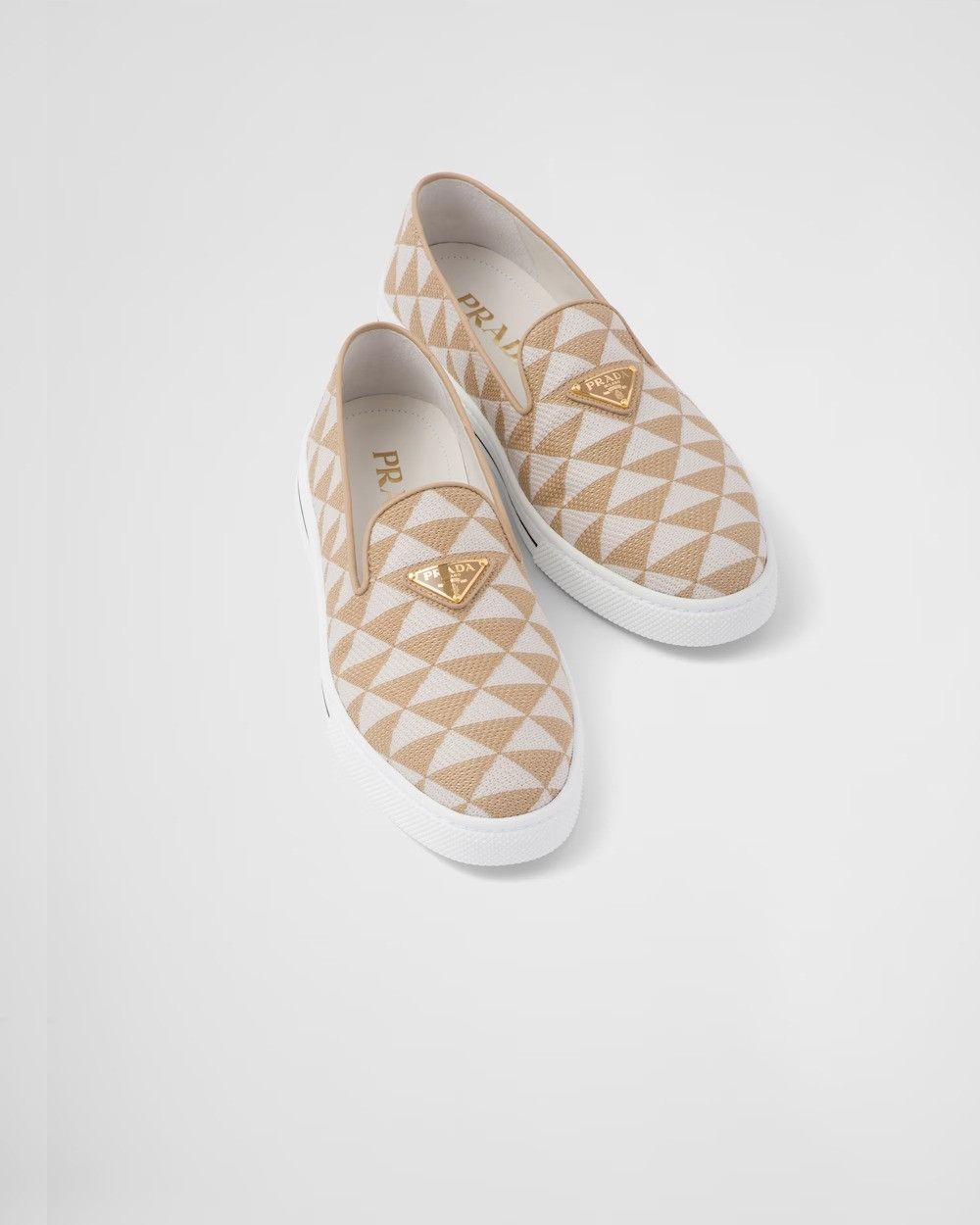 Prada o1w1db11124 Embroidered Fabric Slip Ons in White/Beige Size US 6 / IT 36 - 3 Thumbnail