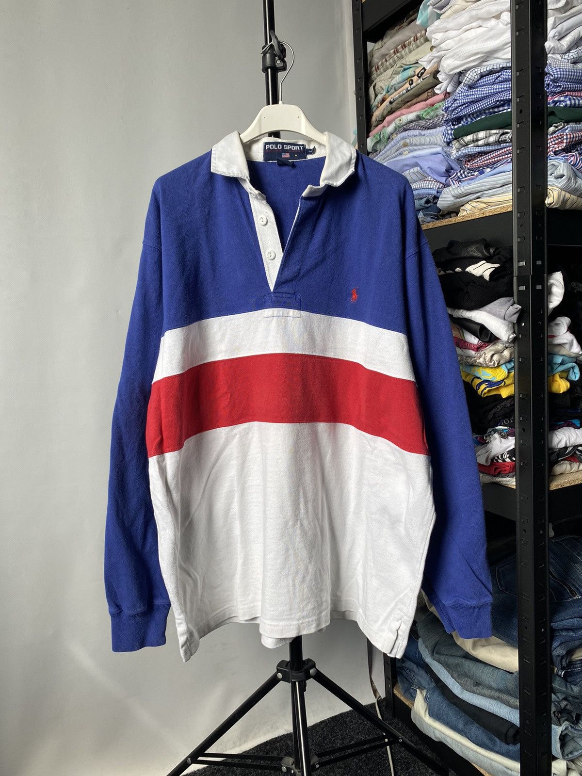 Polo Ralph Lauren 🔥Polo Sport Ralph Lauren Rugby Striped Polo Sweatshirt Size US M / EU 48-50 / 2 - 15 Thumbnail