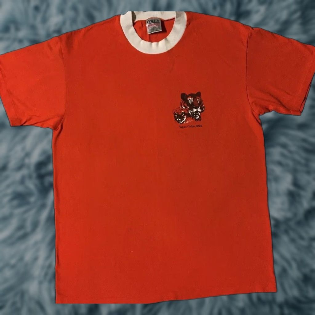 Vintage Vtg 90s Tiger Cubs BSA Faded Shirt L USA Boy Scouts Animal Track PE Grunge 80s Size US L / EU 52-54 / 3 - 1 Thumbnail