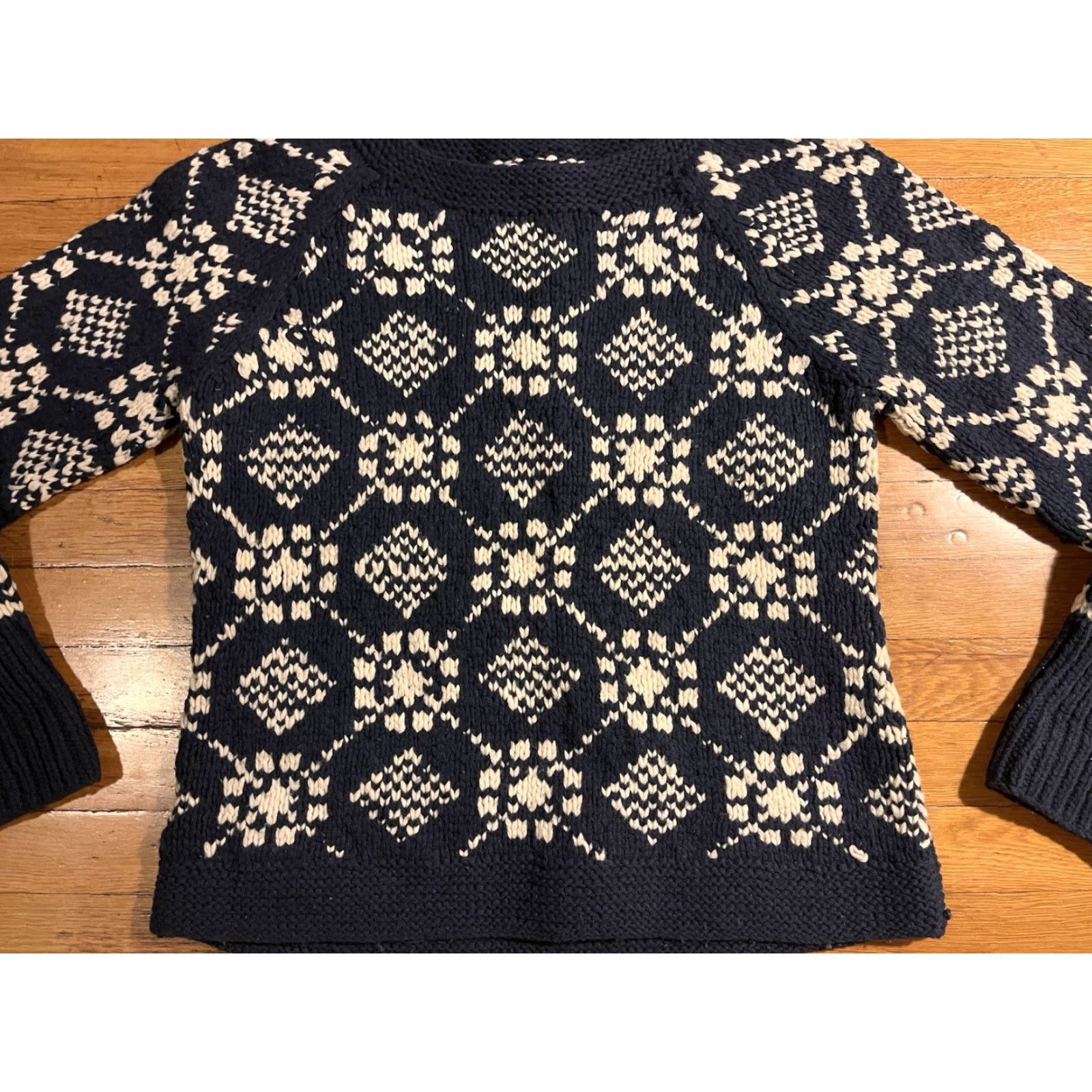 American Eagle Outfitters VINTAGE American Eagle Outfitters Hand Knit Fair Isle Sweater Women’s XL Blue Size XL / US 12-14 / IT 48-50 - 3 Thumbnail