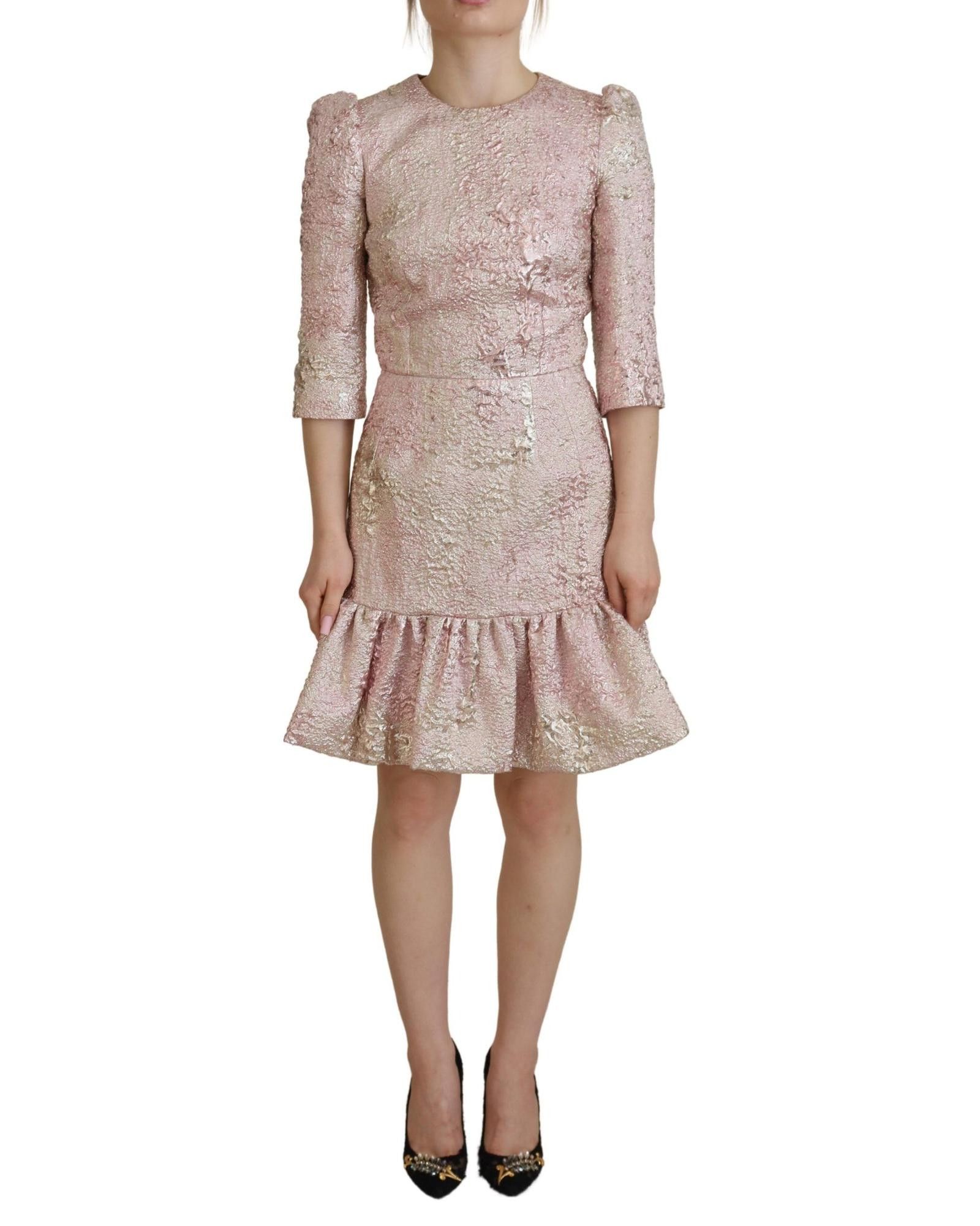 image of Dolce Gabbana Jacquard Sheath Midi Dress in Pink, Women's (Size XS)